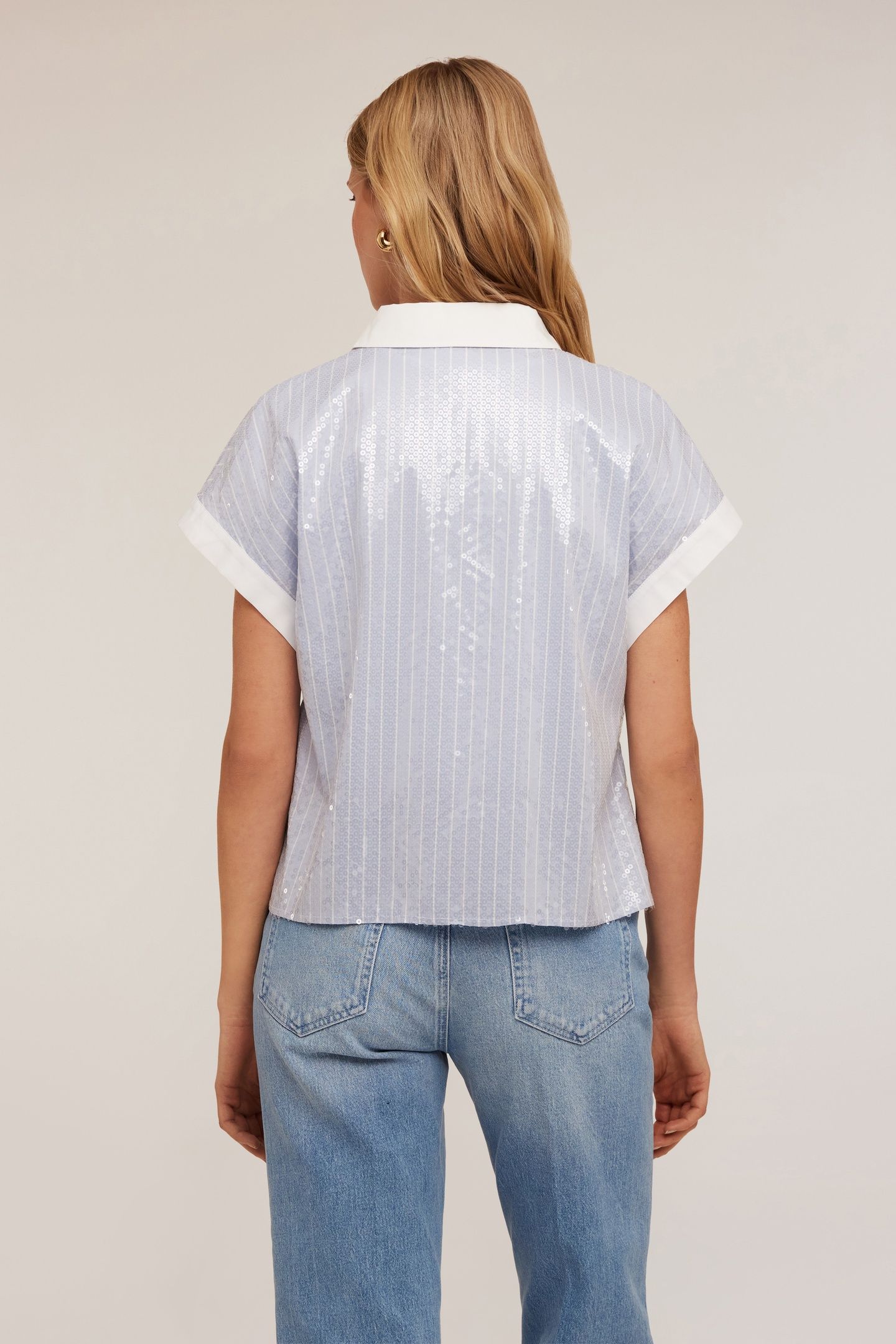 FULL-SEQUIN STRIPED SHIRT LIGHT BLUE 2