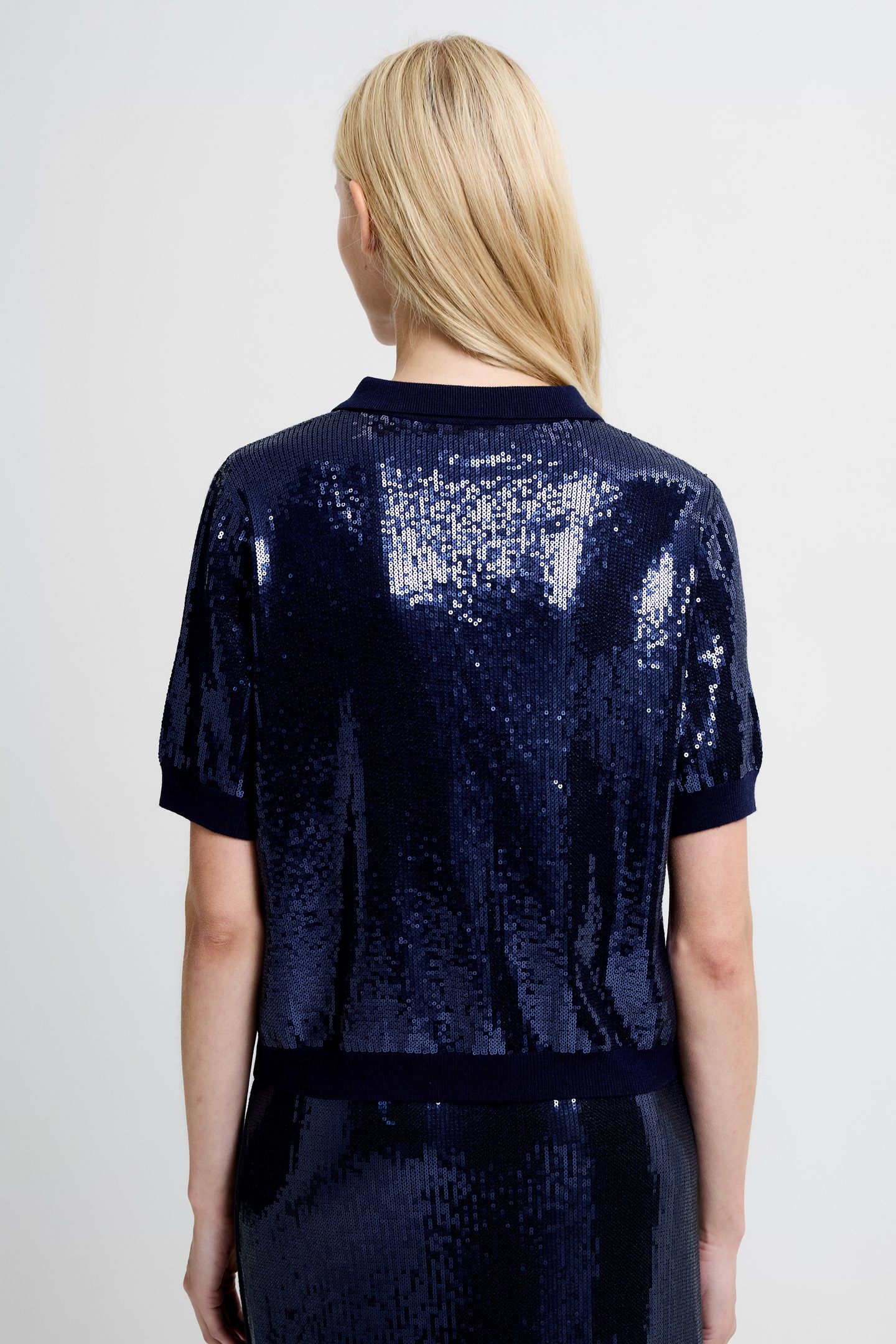HANNAH SEQUIN SS BUTTON THROUG NAVY 2