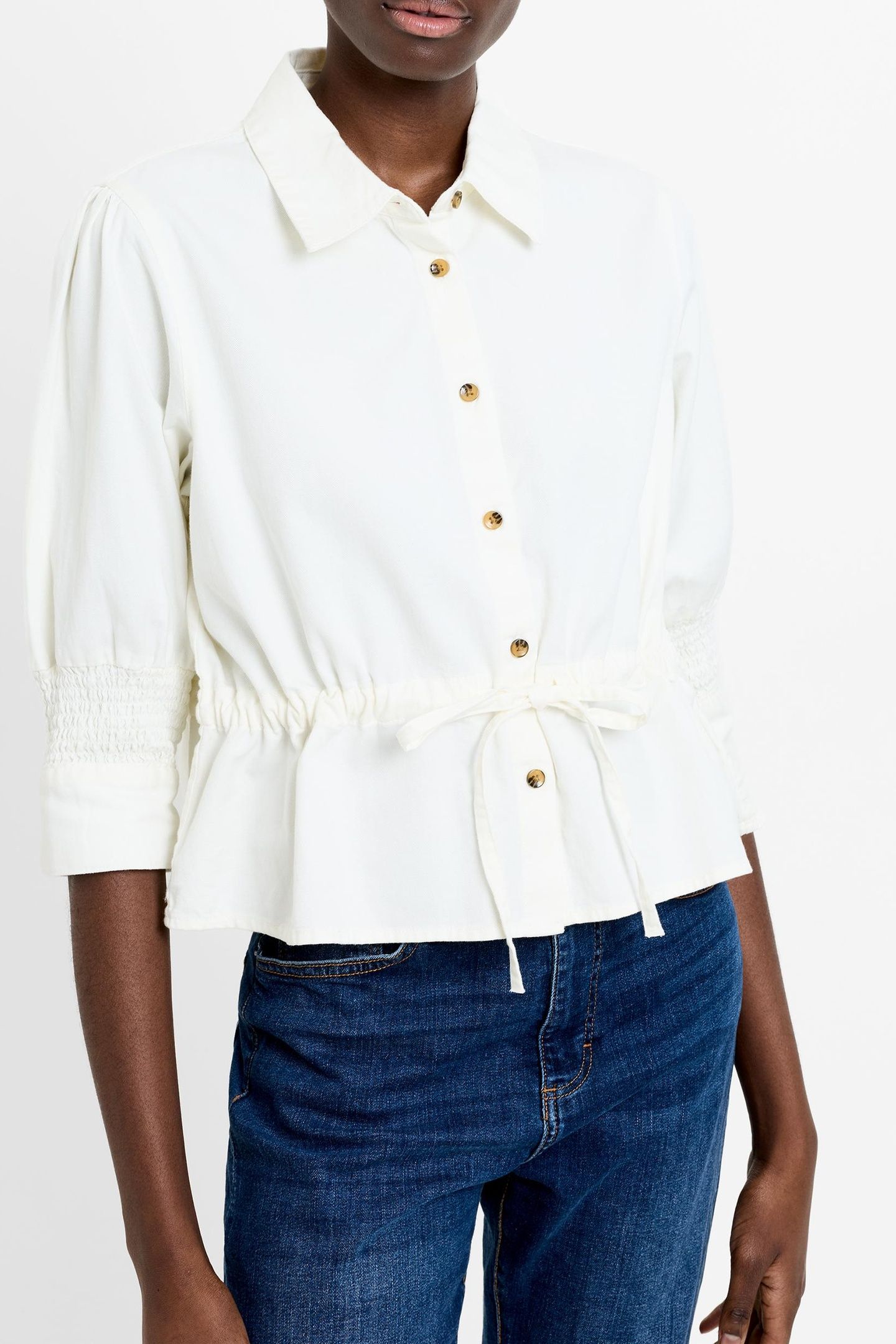 TIE WAIST TOP ECRU 2