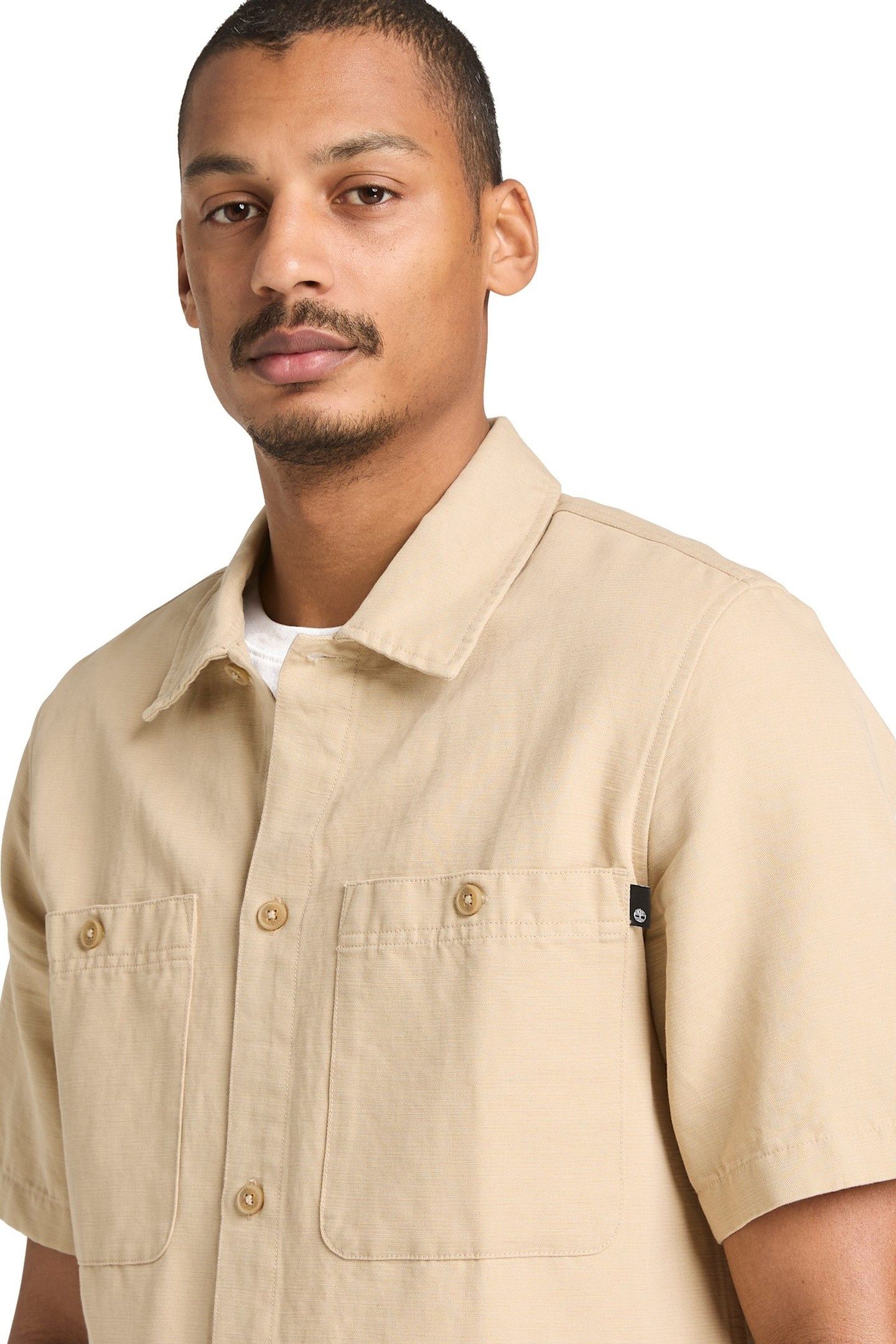COTTON LINEN SS UTILITY OVERSHIRT MEDIUM BEIGE 5