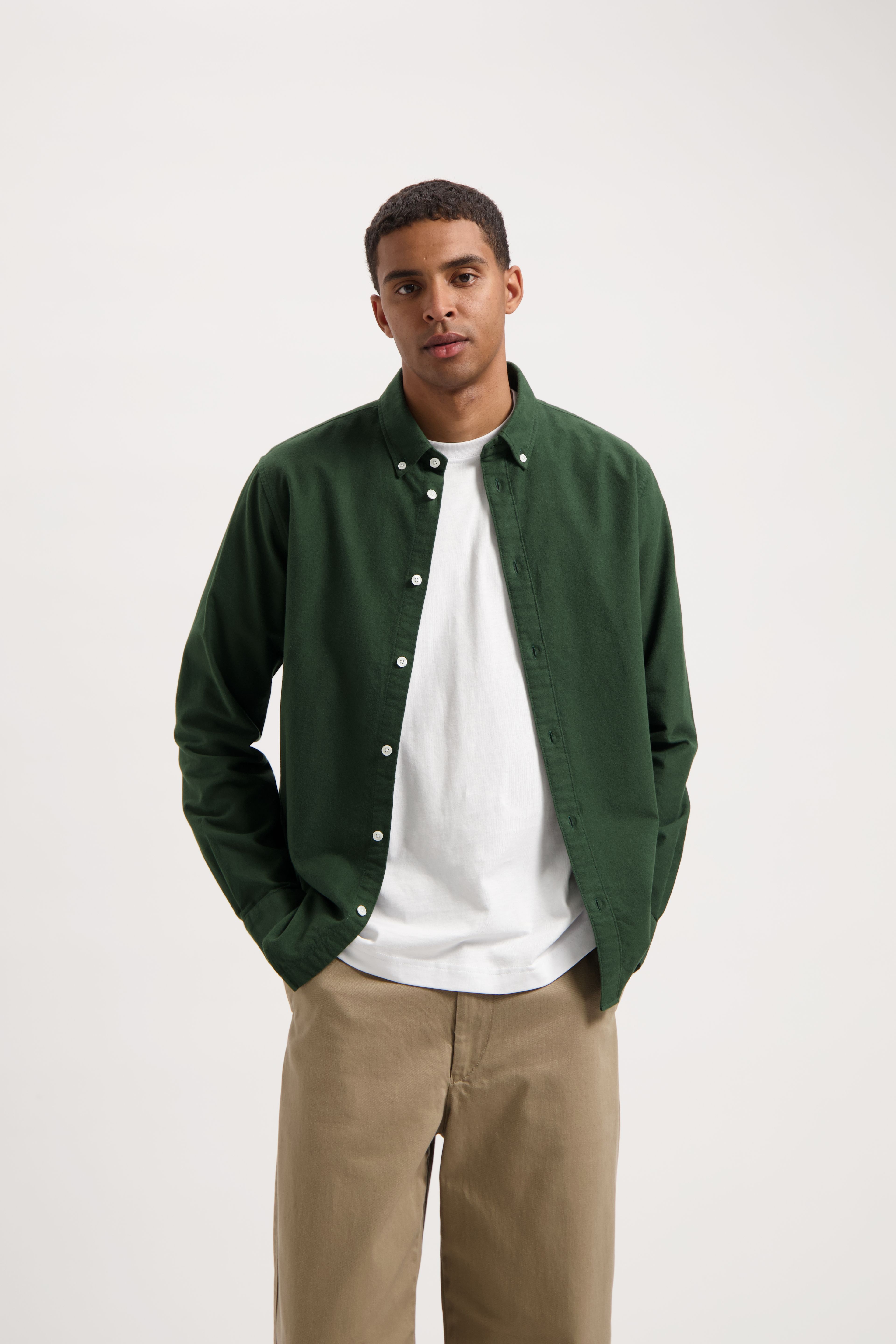 WAL – JAMES VELVETEEN REGULAR SHIRT DARK GREEN 2