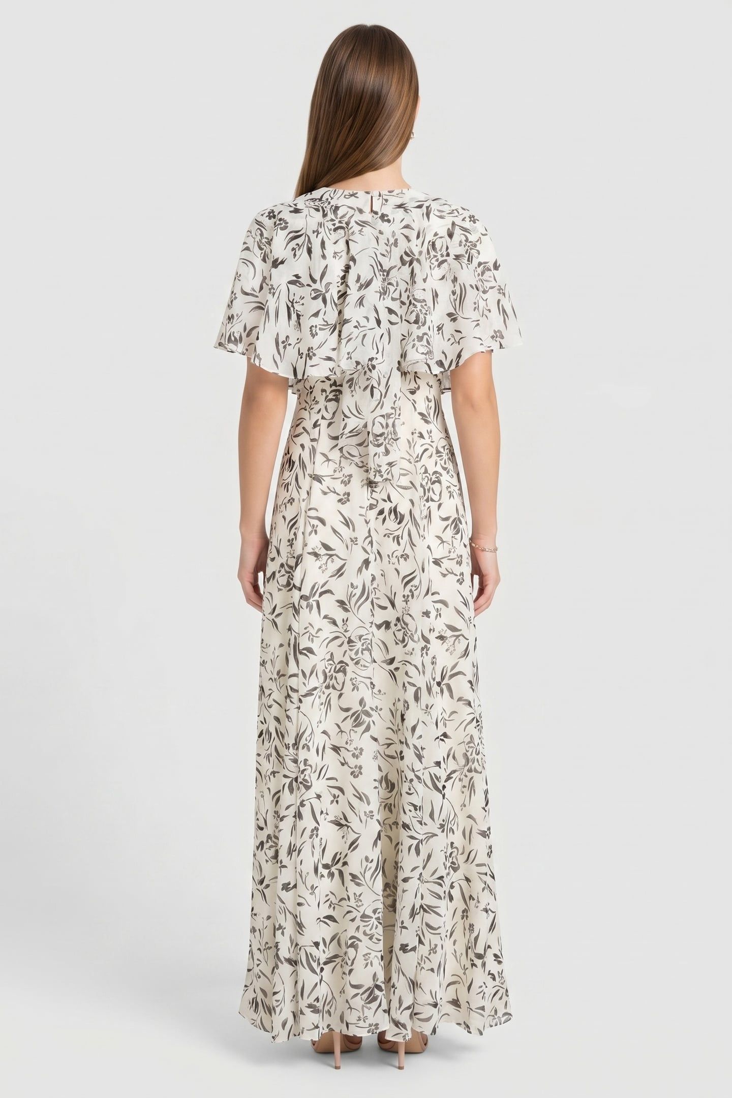 RUFFLE FEMININE DRESS PRISTINE BLACK FLOWER 2