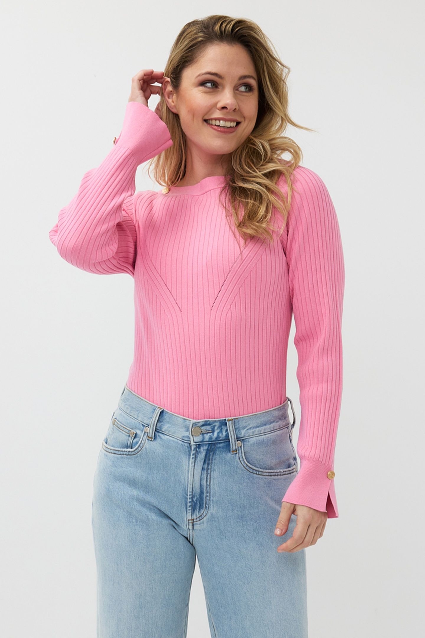 SWEATER RIB BASIC KNIT ROSE 2