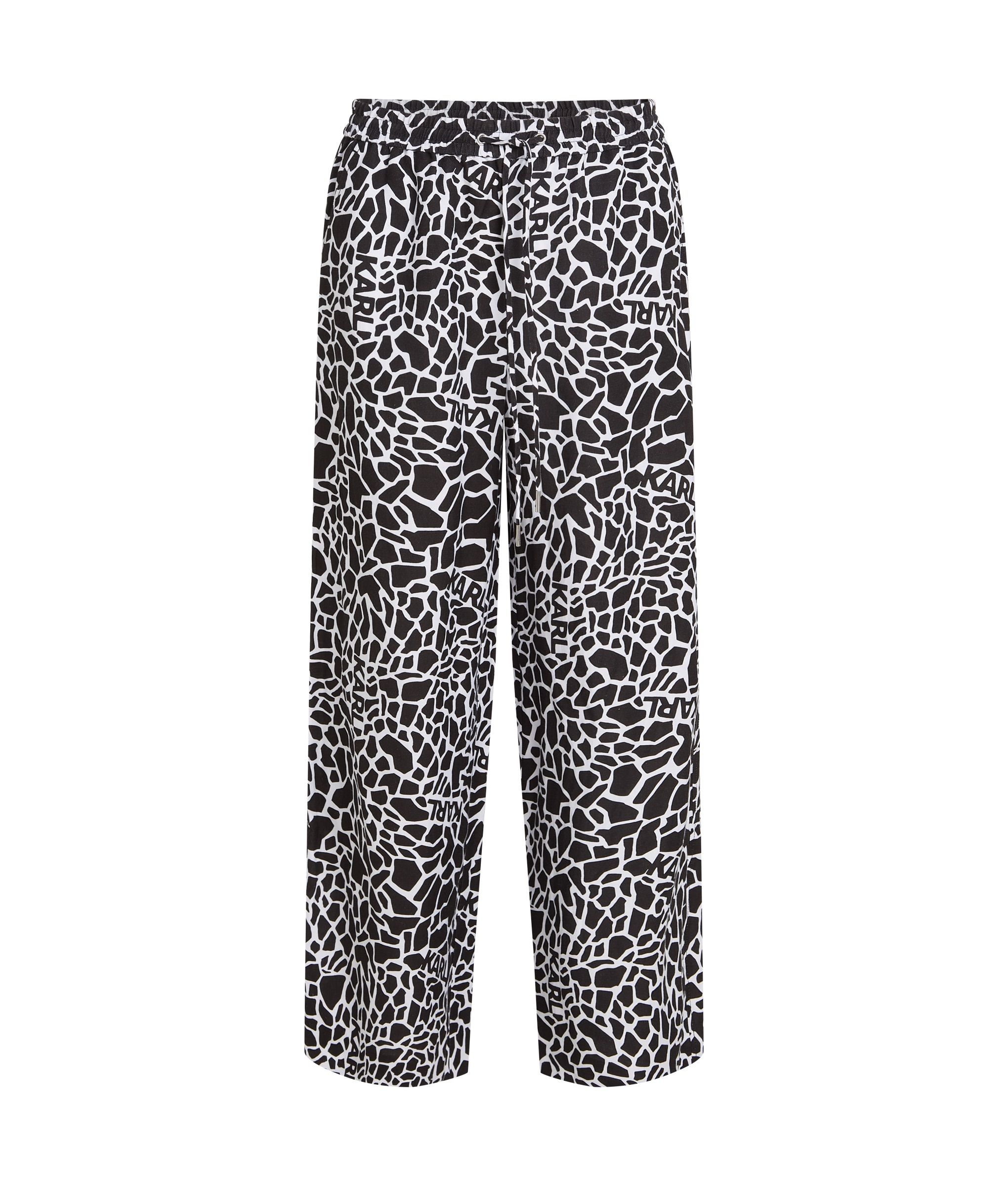 LINEN BLEND PANTS GIRAFFE BLACK/WHITE 3