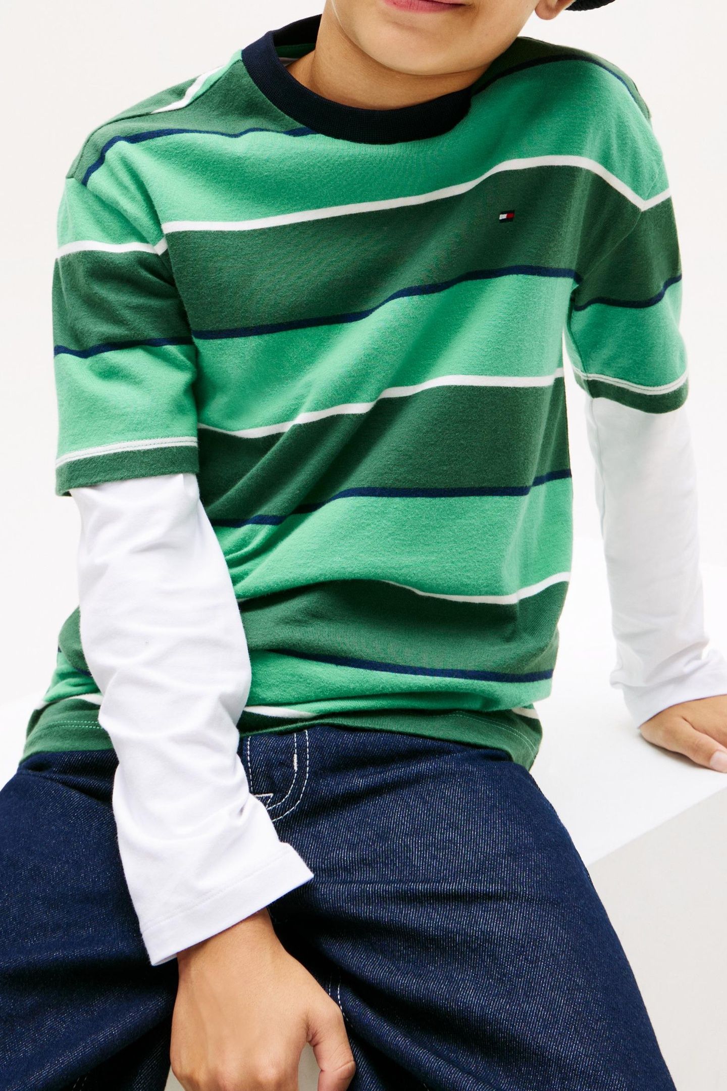 BOYS RUGBY STRIPE T-SHIRT BAHAMA GREEN STRIPE 5