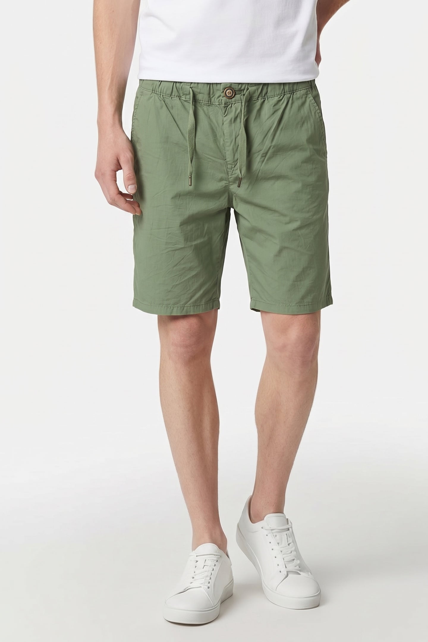 SHORT CHINO GARMENT DYED LIGHT WEIGHT STRETCH GREEN 1