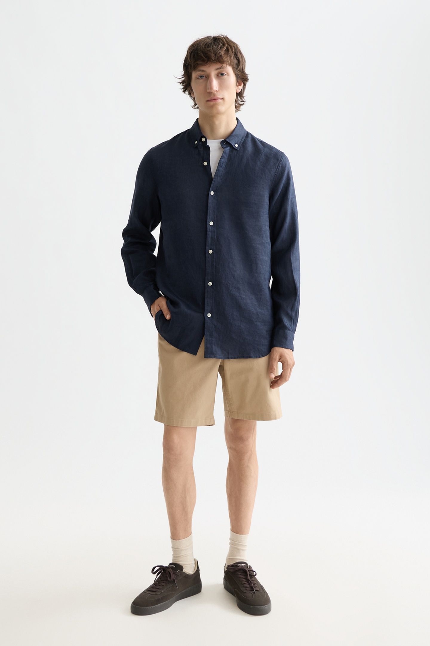 STUART COTTON-BLEND TWILL REGULAR-FIT SHORT SAND 2