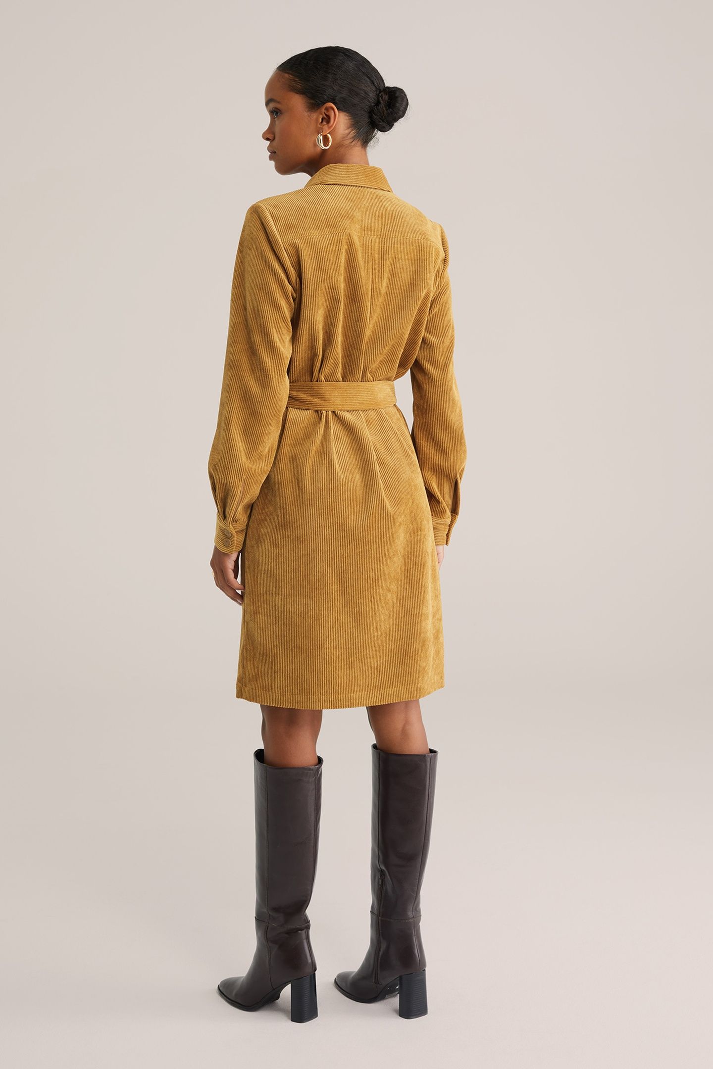DRESS MID LENGTH OCHRE YELLOW 2