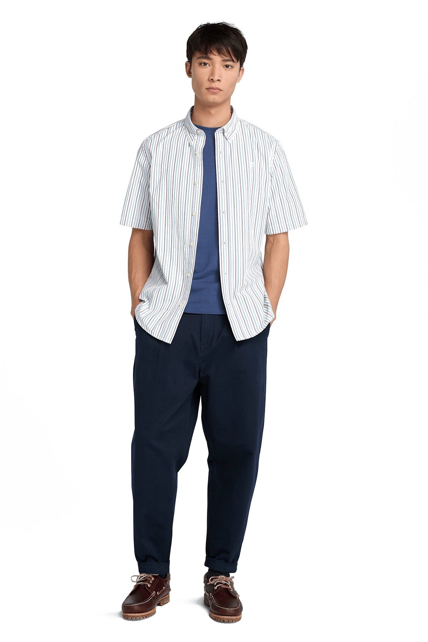 STRIPED SHORT SLEEVE SHIRT WHITE YD 1