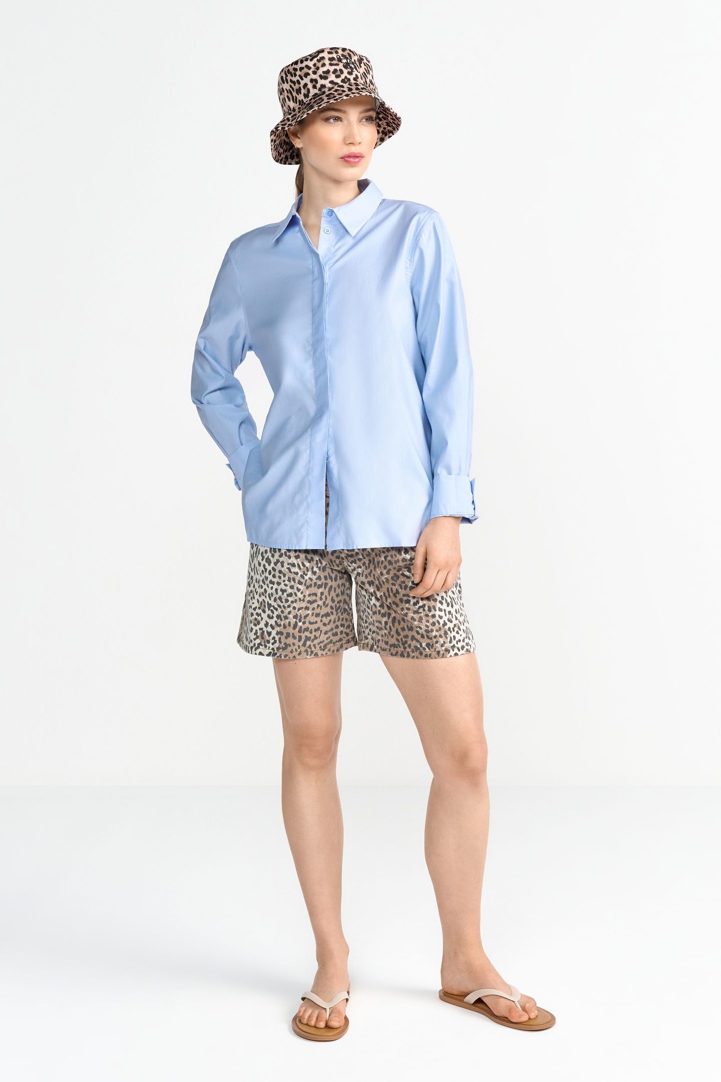 LEOPARD PRINT DENIM SHORTS CAFFEE LATTE 2