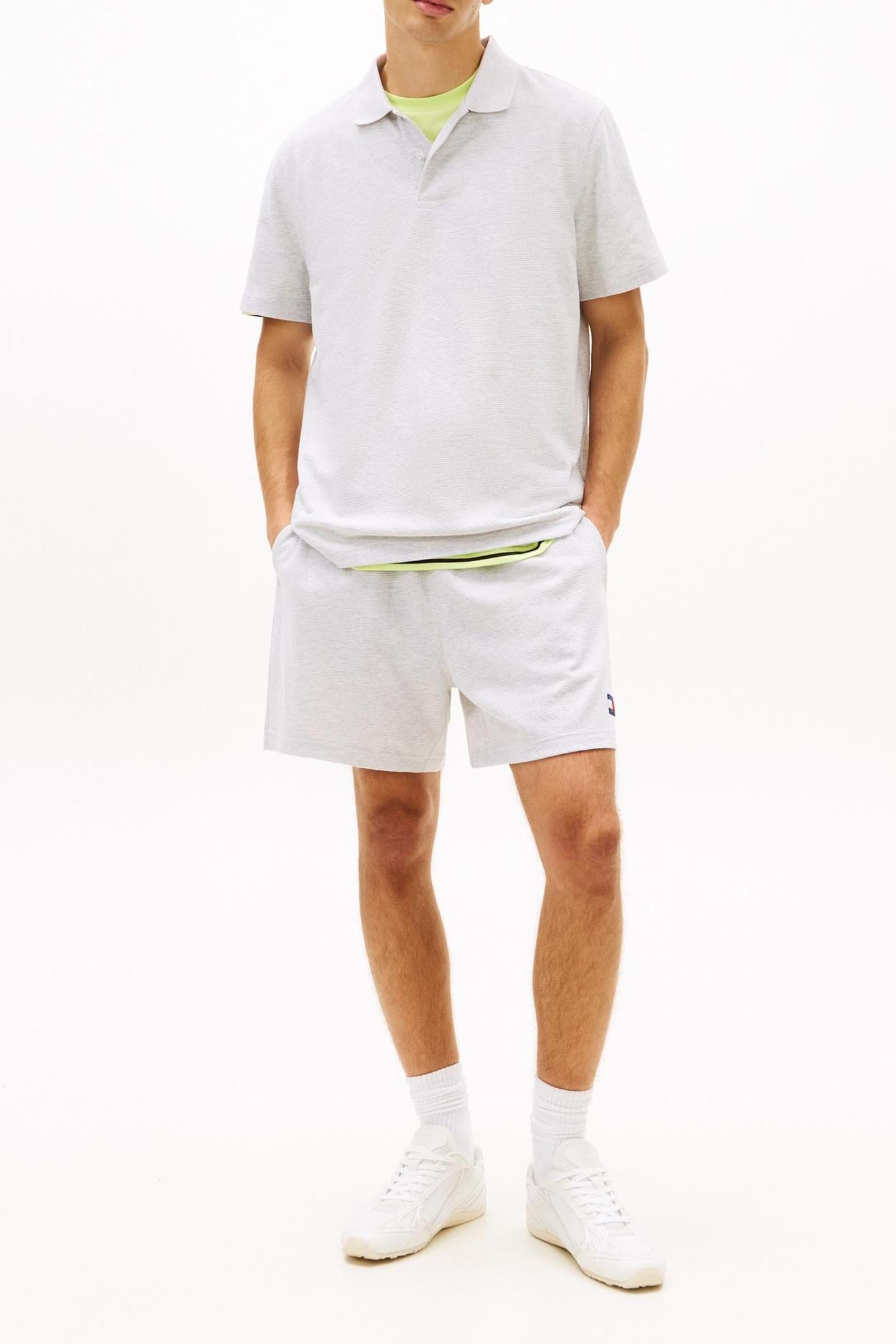 TJM REGULAR WAFFLE POLO ICE GREY HEATHER 1
