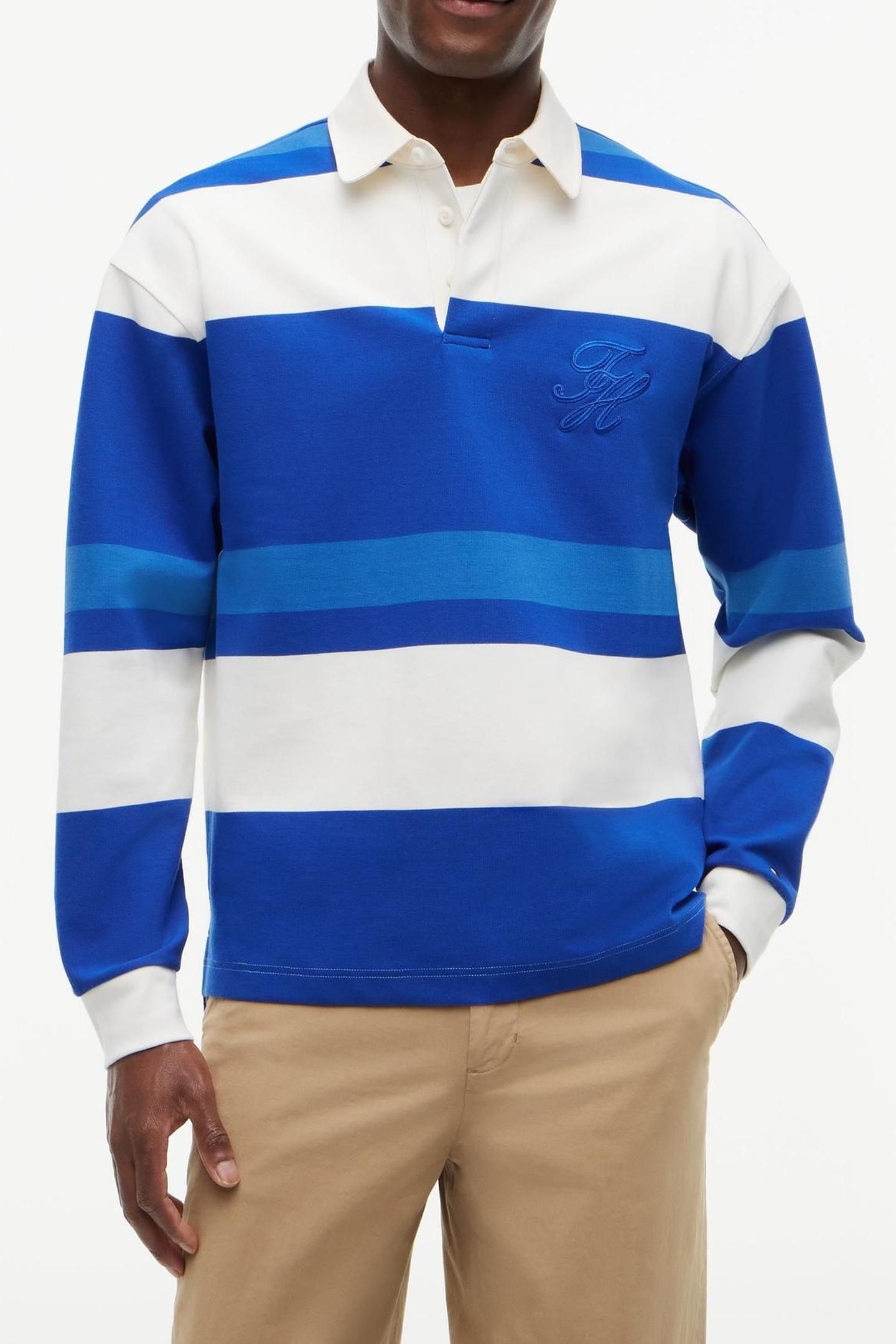 RELAXED STRIPE RUGBY SWEATSHIRT REGAL BLUE/MULTI 1