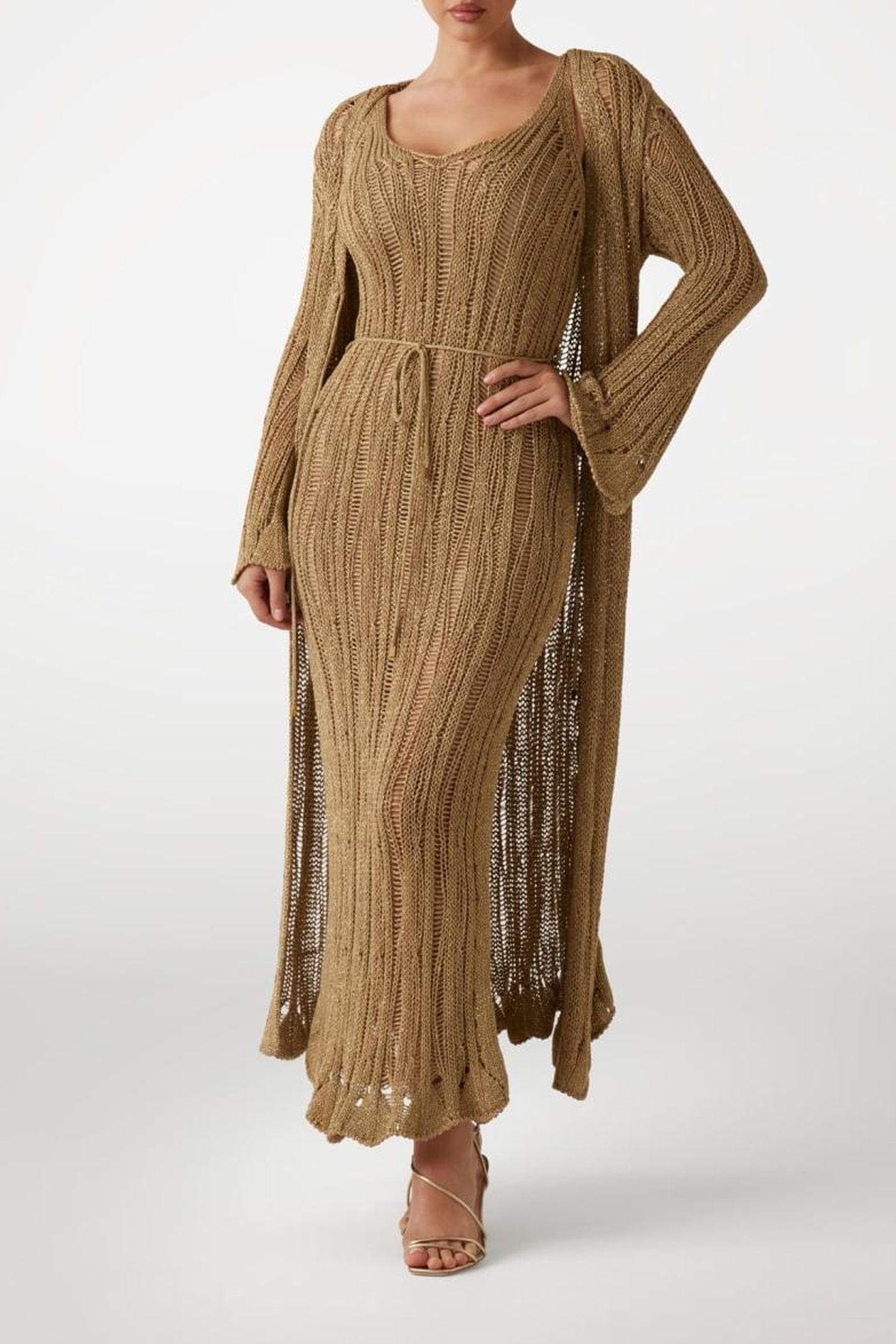 LUCKY LS LONG CARDI ANTIQUE GOLD MULTI 2