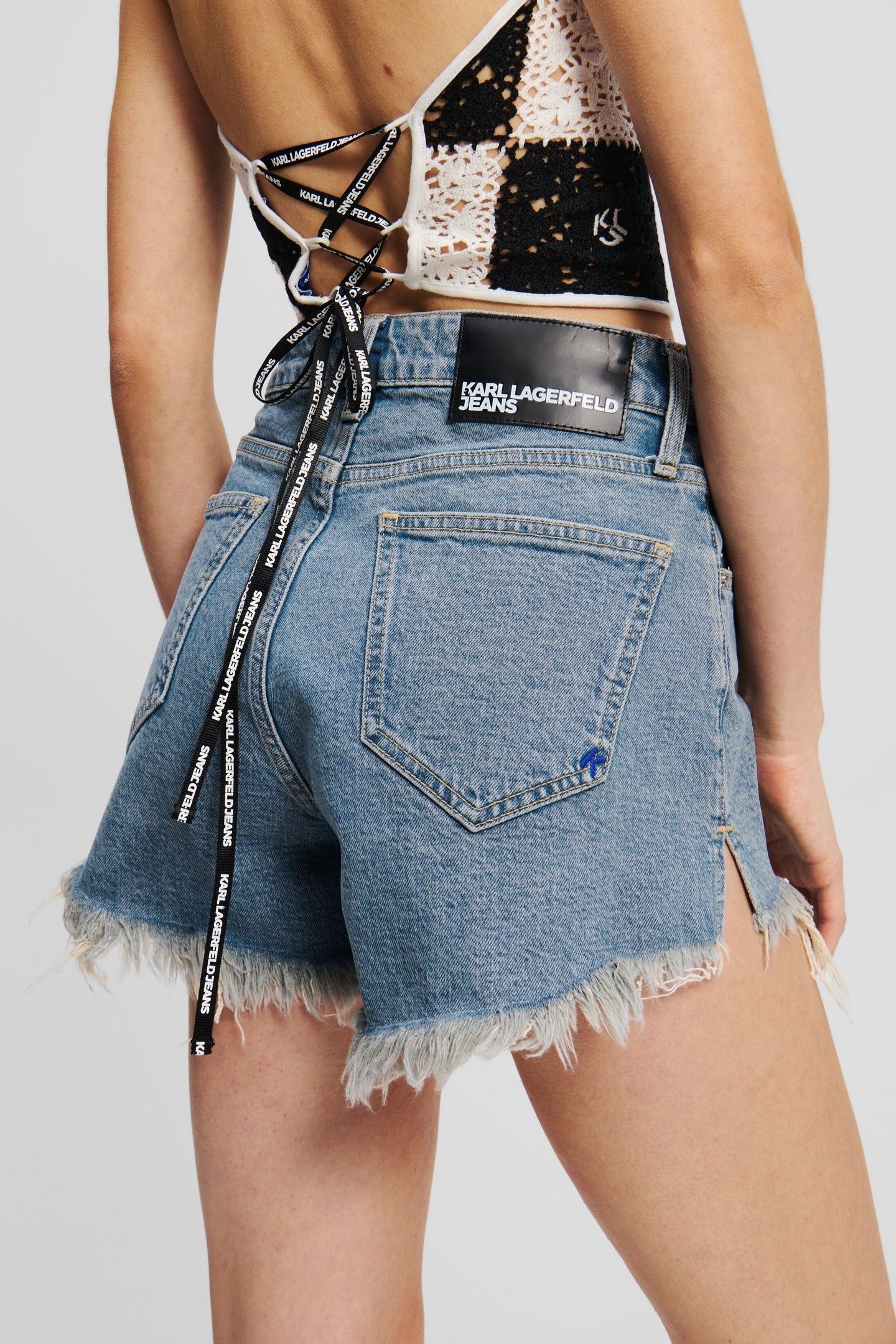 FRAYED DENIM SHORT TINTED WASHED MID BLUE 2