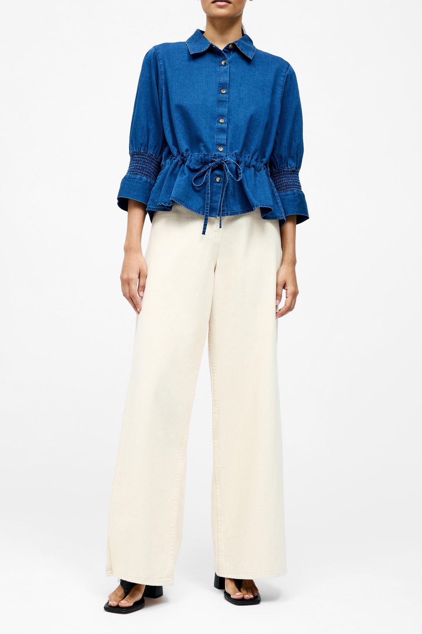 TIE WAIST TOP MIDWASH CHMBRY 2