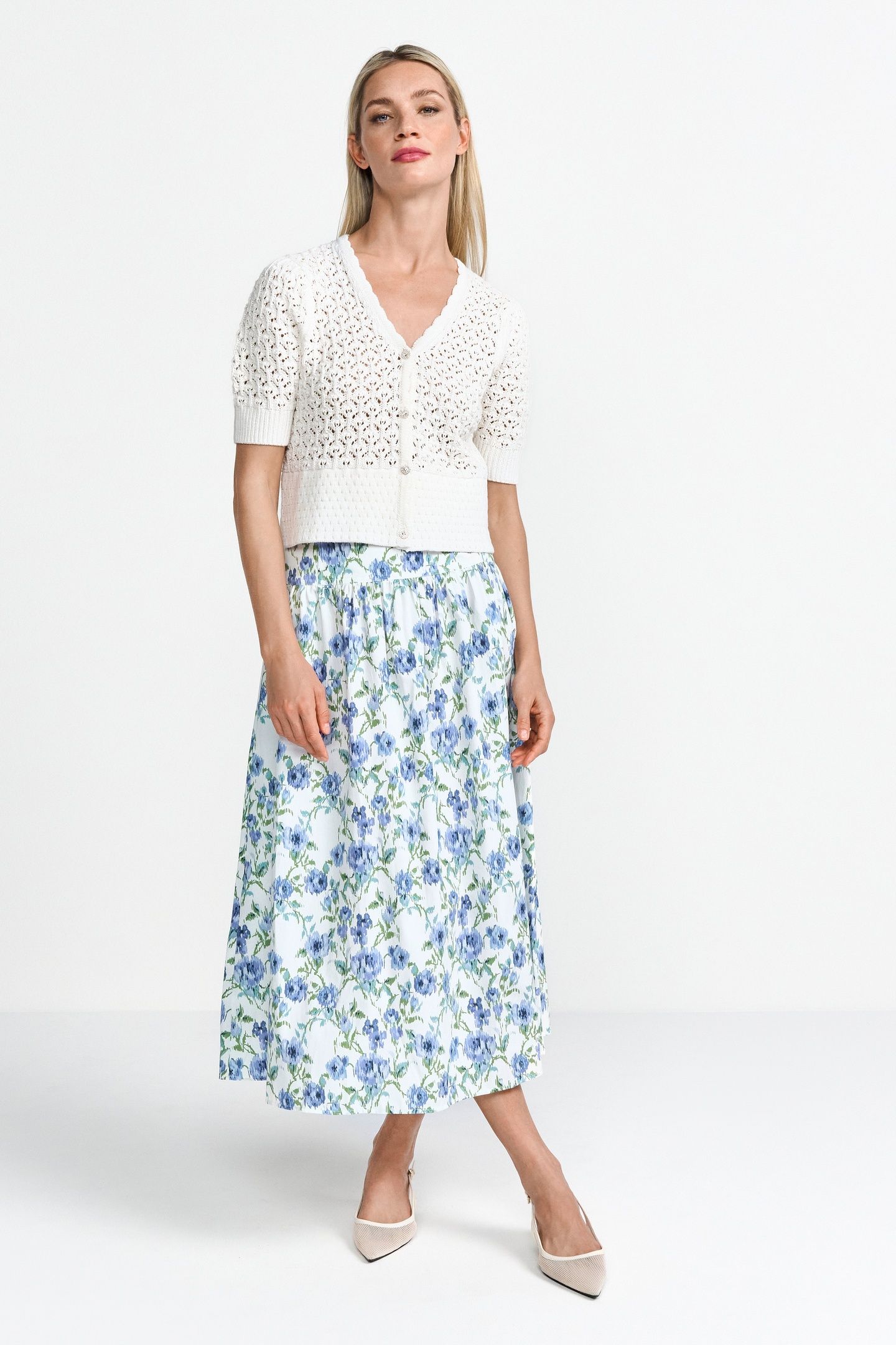 PRINTED COTTON MIDI SKIRT PALACE BLUE 2