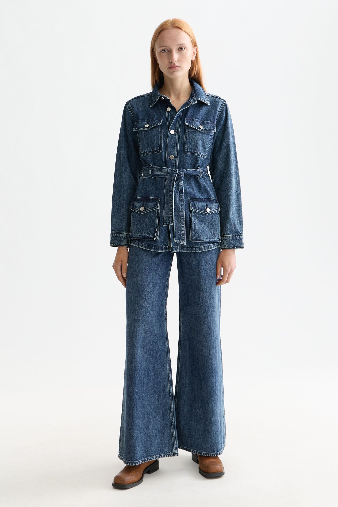 WORKED OUT BELTED DENIM JACKET — FRAMEWORK 2