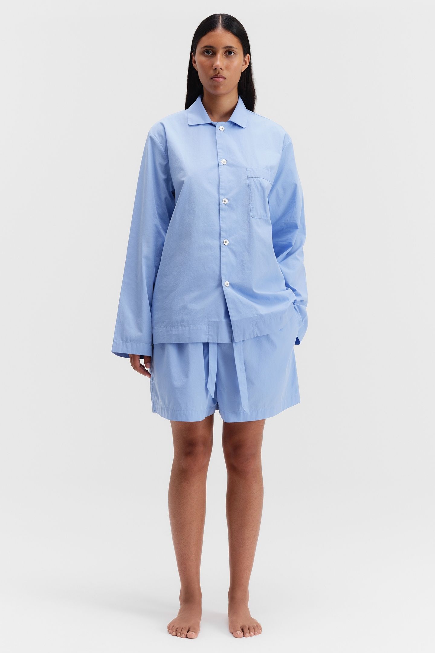 UNISEX POPLIN, PYJAMAS SHORTS CORNFLOWER BLUE 2
