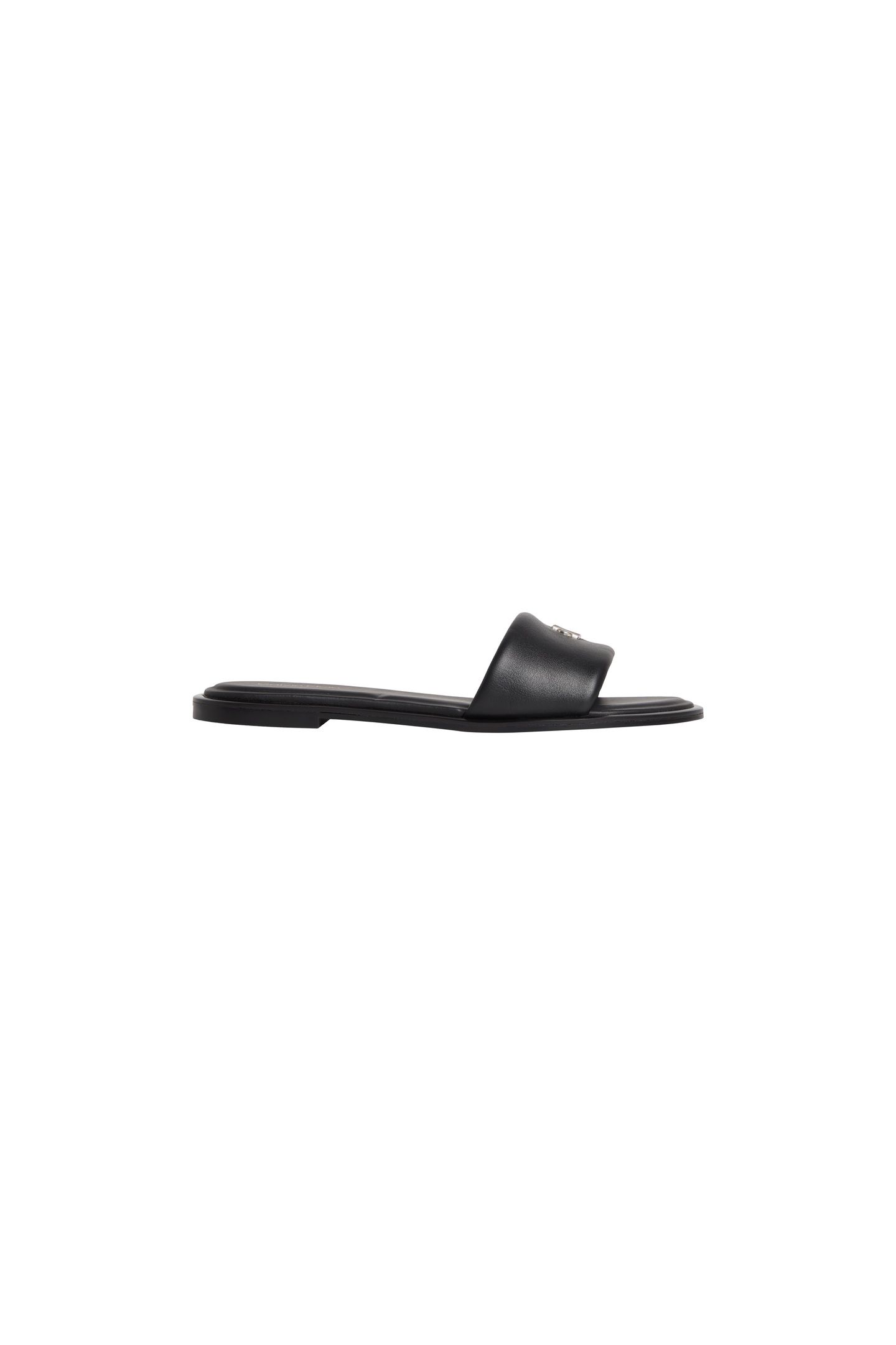 ROUND FLAT SANDAL LEATHER TRIPLE BLACK 1