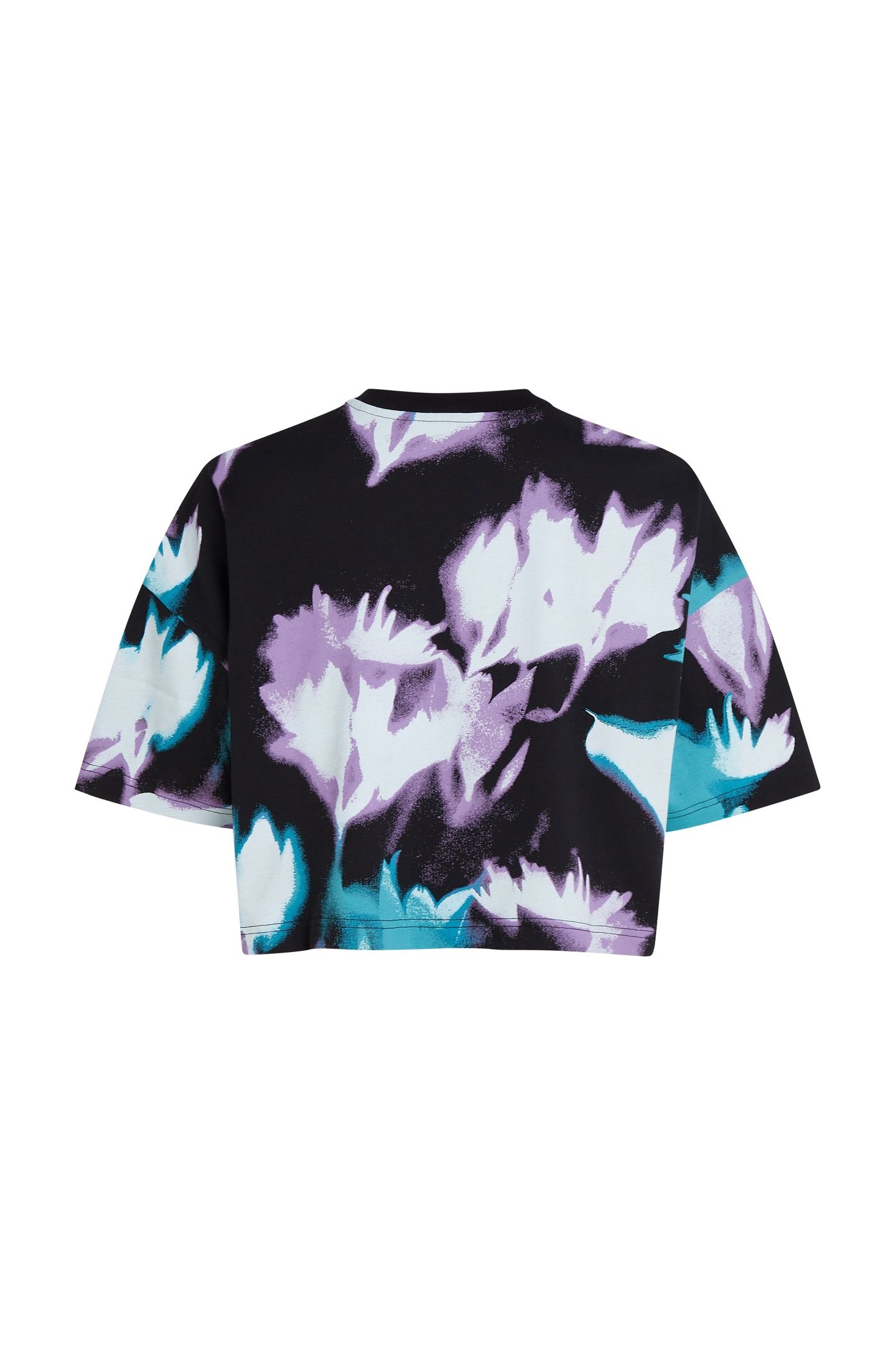 KLJ OVERSIZED CROP AOP TEE FLORAL AOP BLACK 5