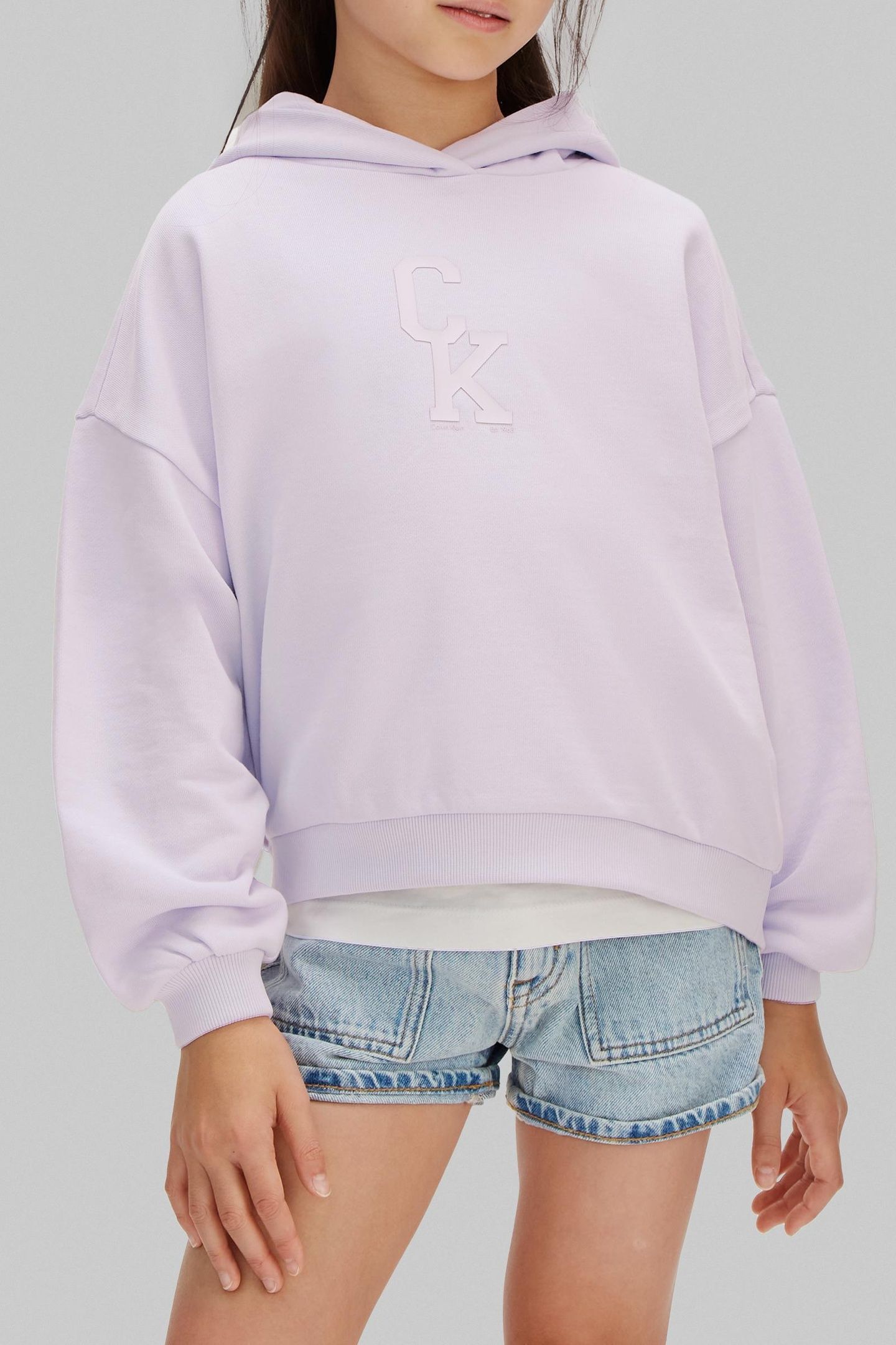 GIRLS CK HOODED SWEATSHIRT ISLAND LILAC 1