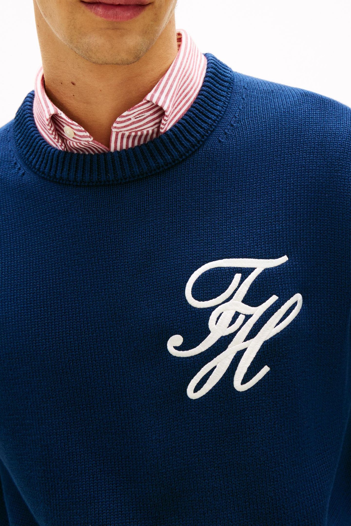 CHUNKY COTTON CREW NECK SWEATER CARBON NAVY 5