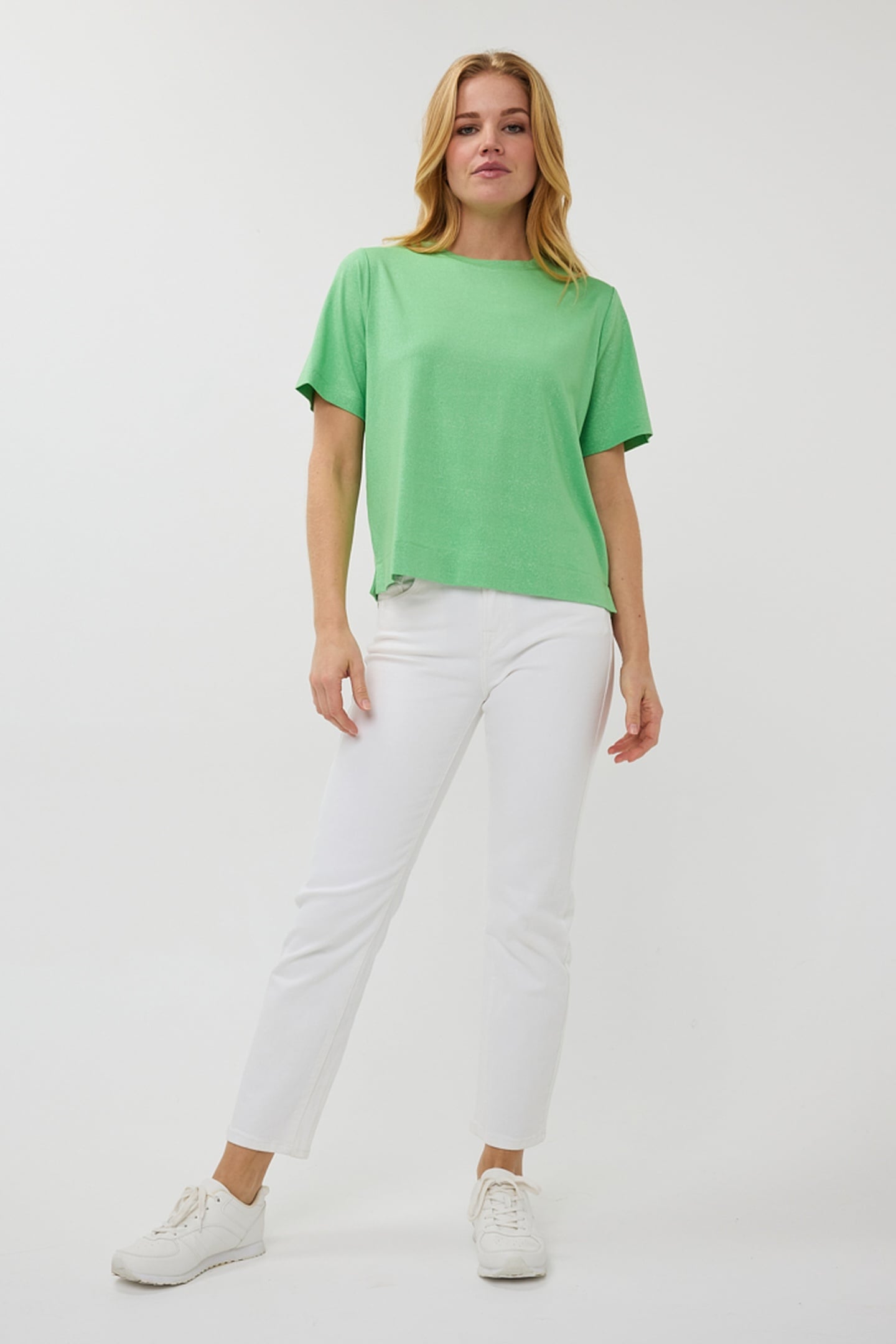 T-SHIRT S/SLVE WIDE FIT LUREX GREEN 1