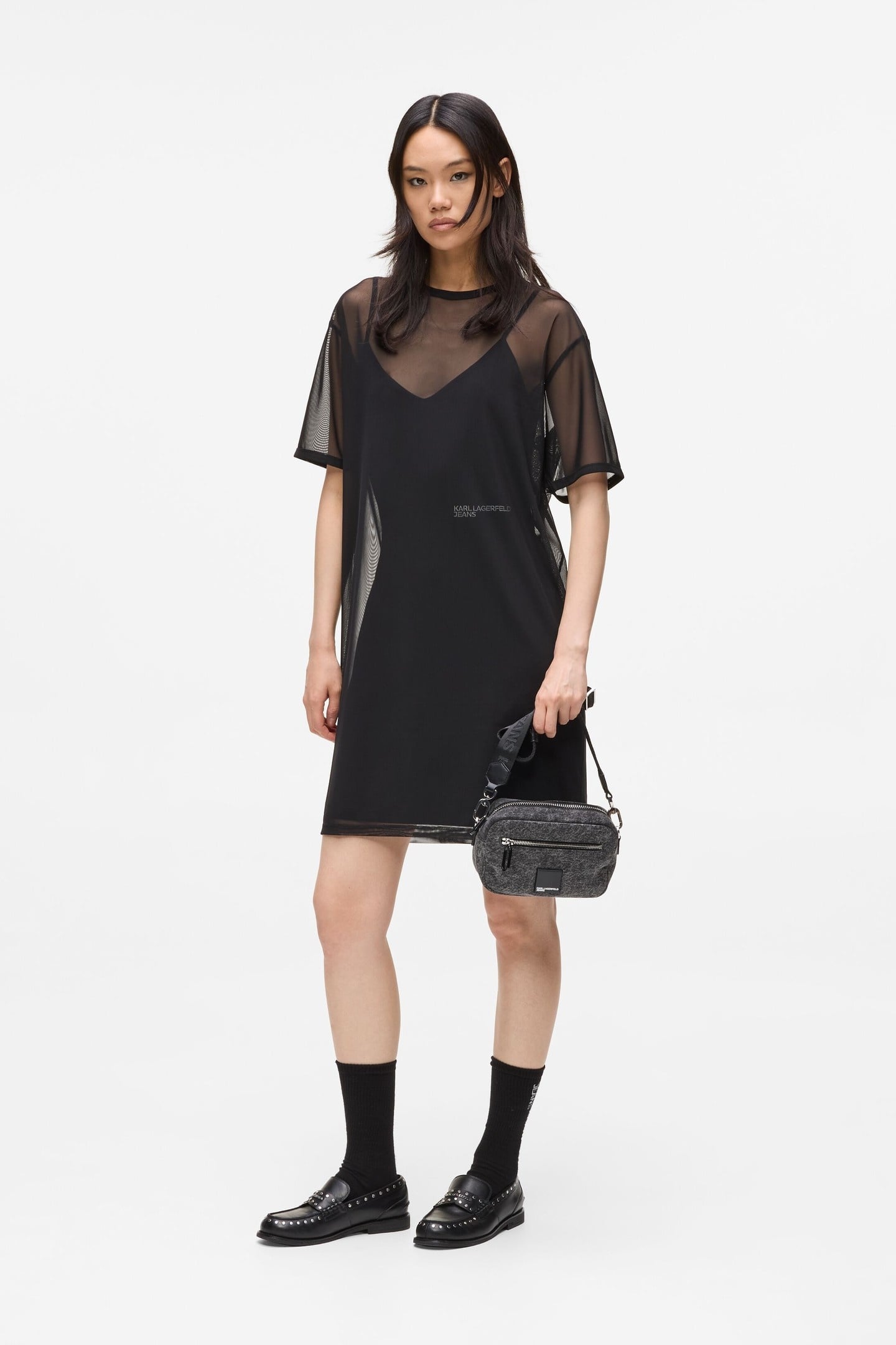 JERSEY X MESH DRESS BLACK 3