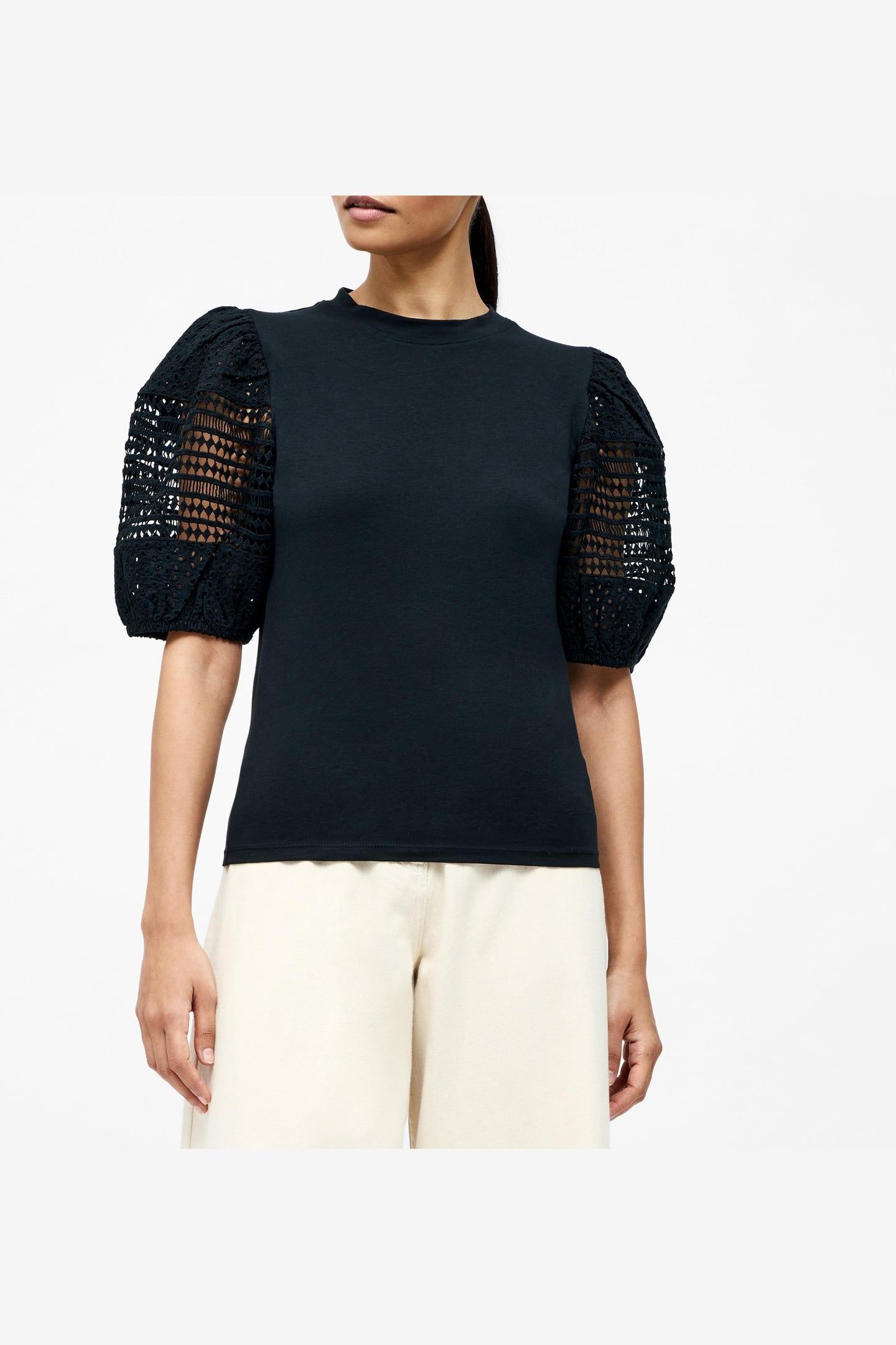 CROCHET LACE SLV BLACK 1