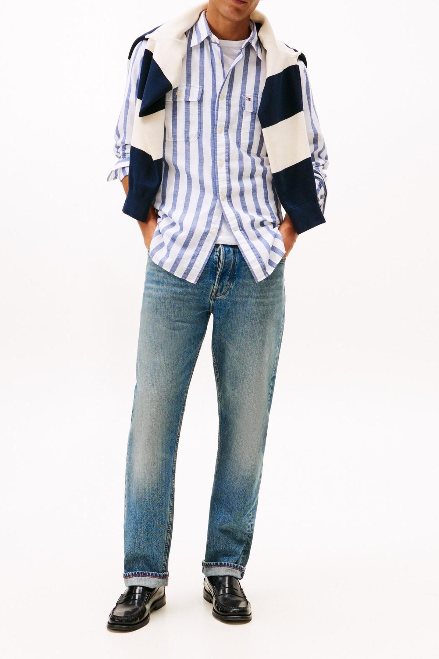 BRUSHED LINEN TWILL SHIRT BOLD BLUE/STRIPE 2