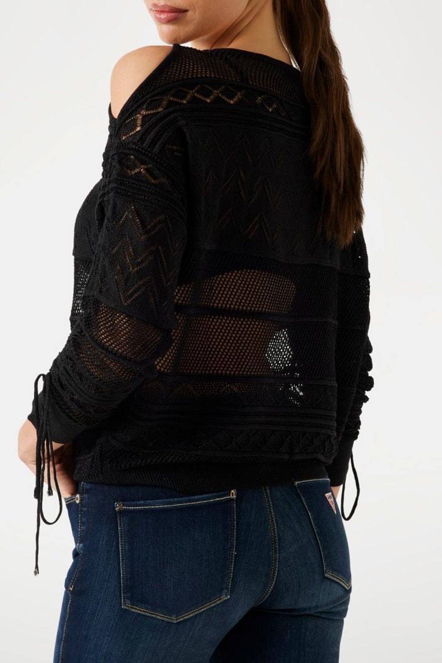 GUESS ECO NELLIE LS BOAT NECK JET BLACK A996 3