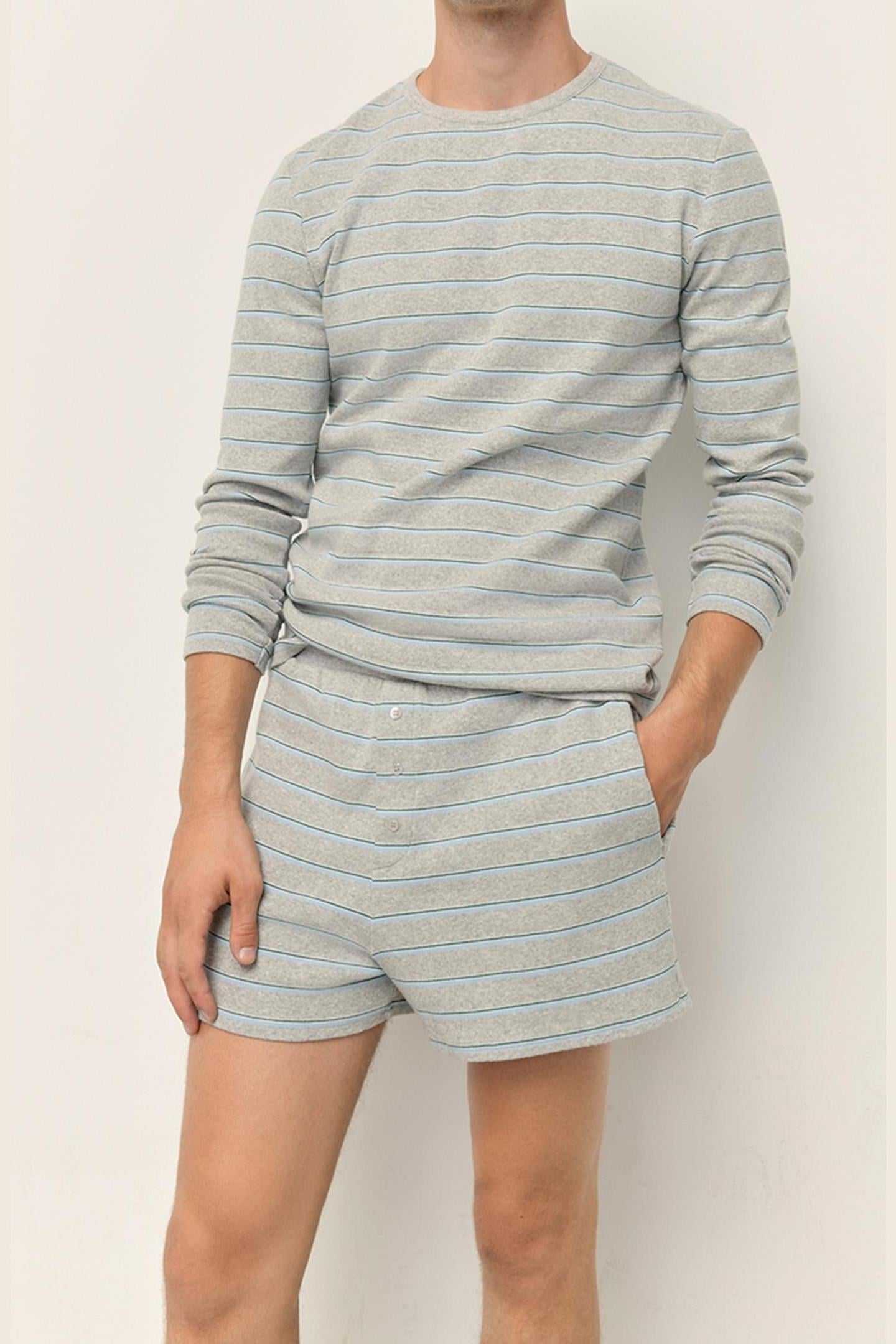 URYSTREET SHORTS GRIS CHINE RAYE VERT ET BLEU 8
