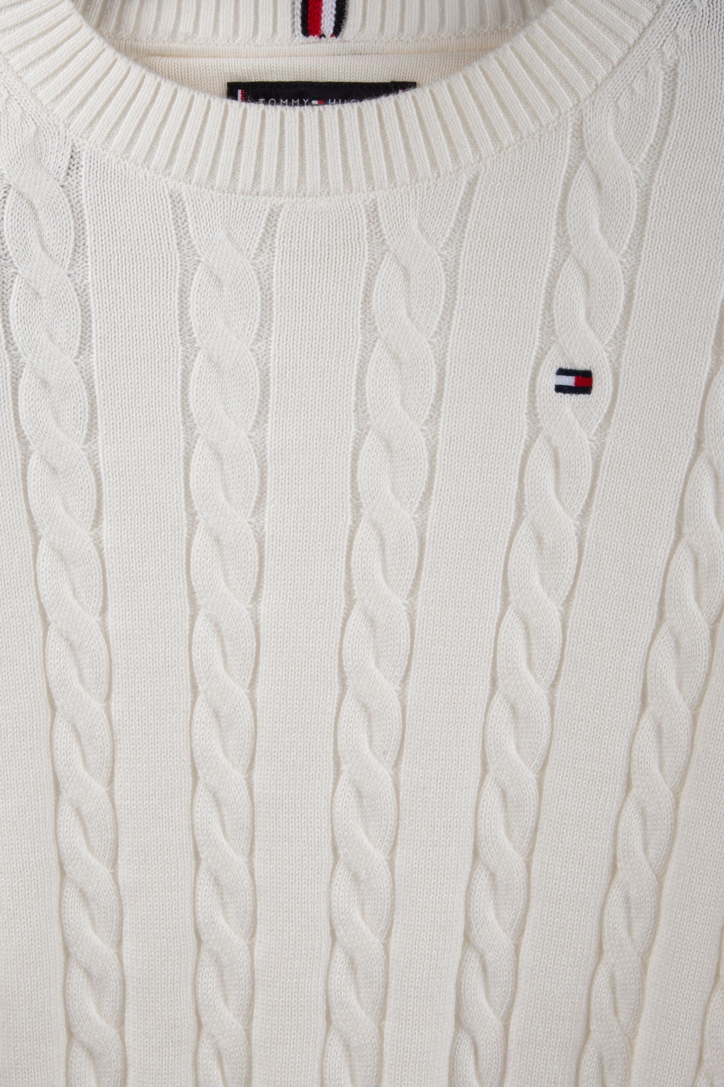 BOYS COTTON CABLE SWEATER IVORY SILK 4