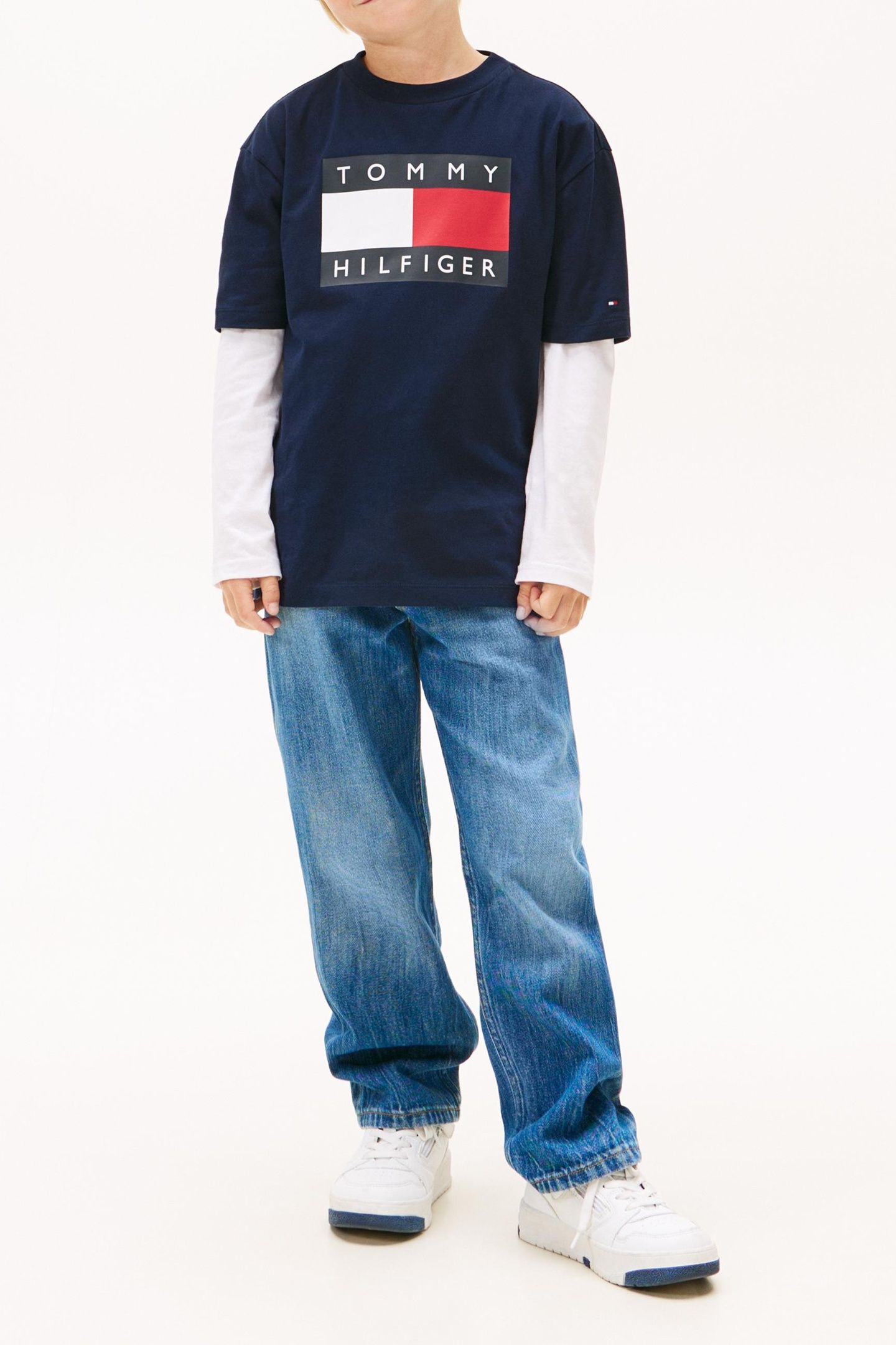 BOYS HERITAGE PRINTED FLAG T-SHIRT DARK NIGHT NAVY 2
