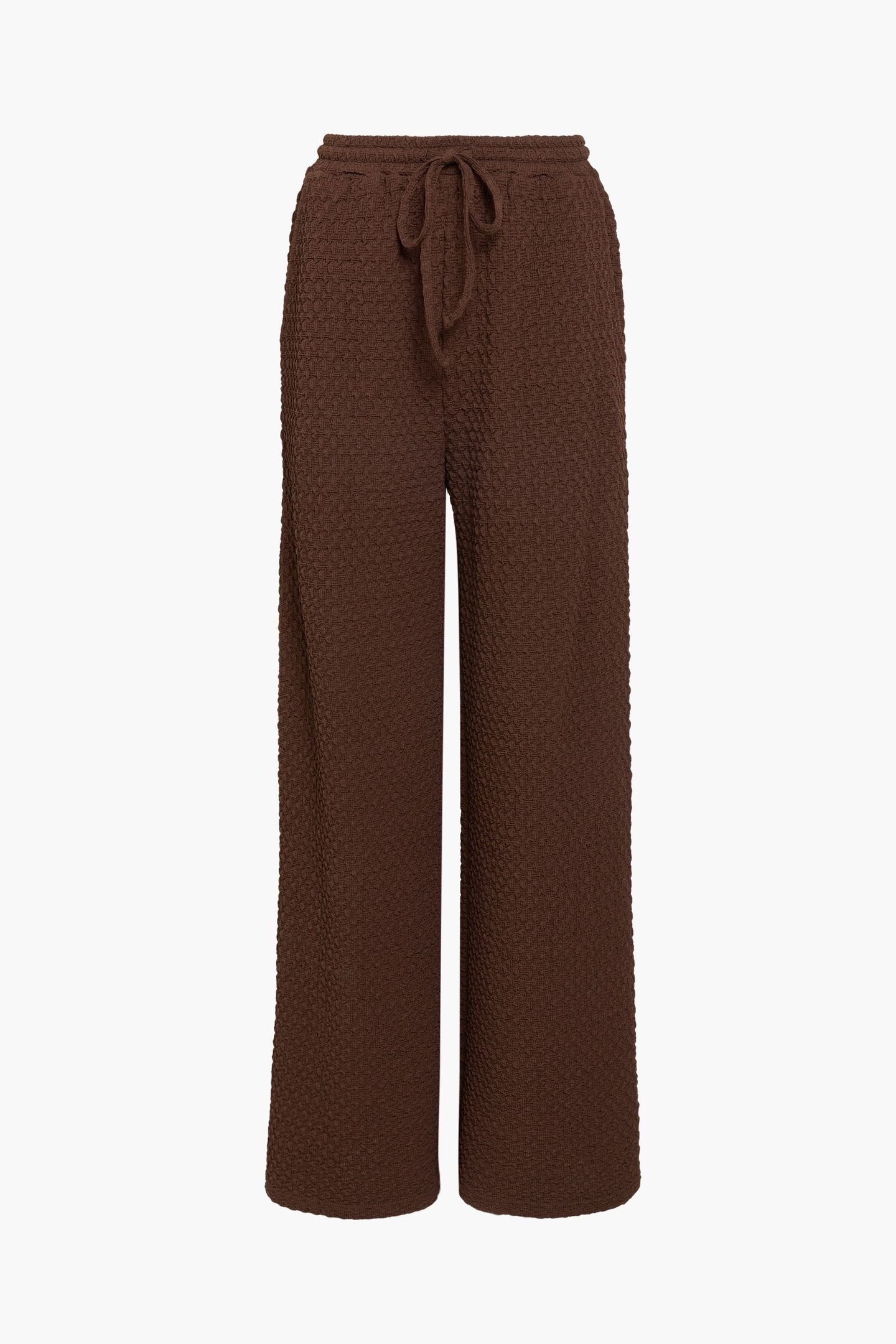 TEXTURED WIDE LEG TROUSER CHOCOLATE BROWN 3