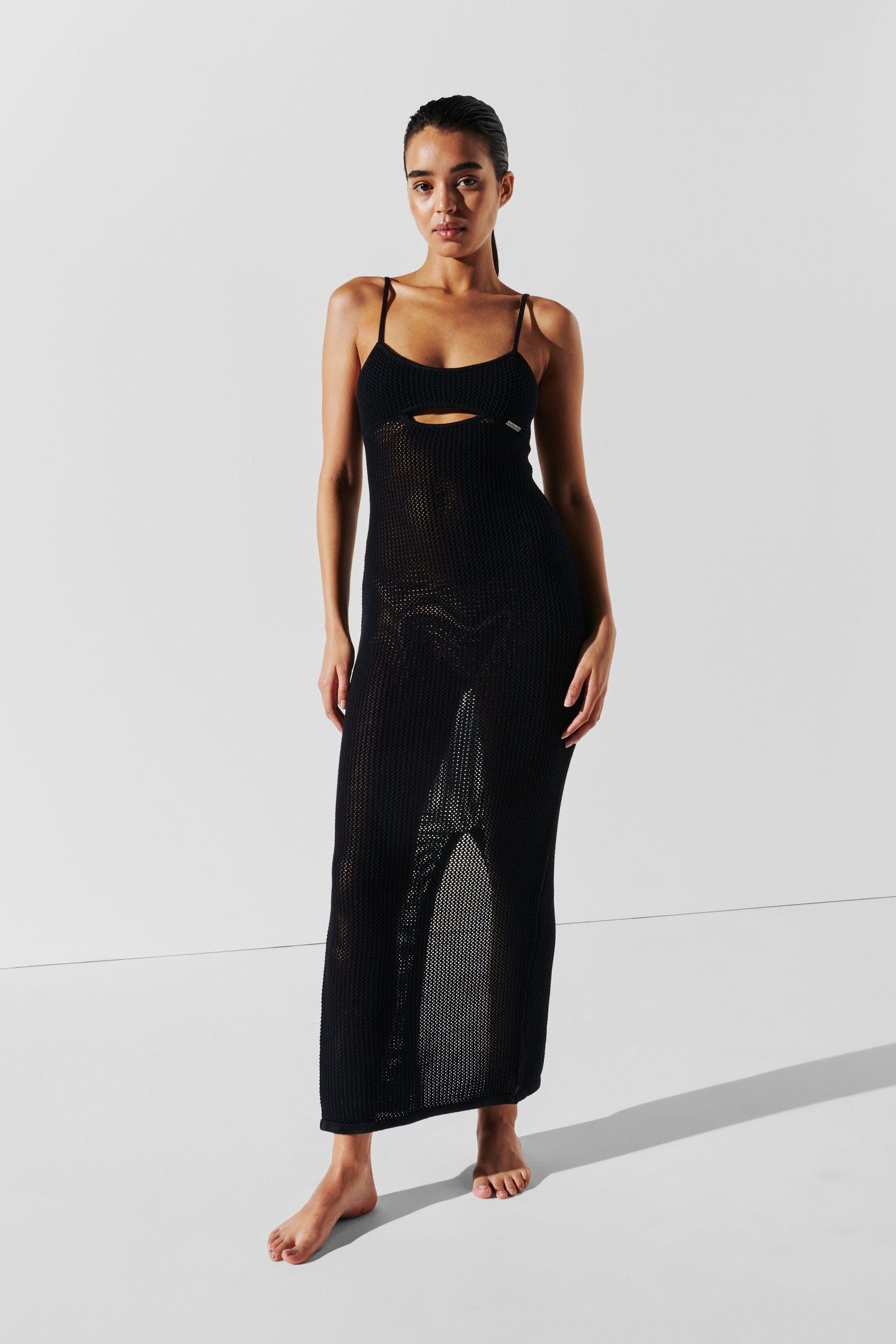 CROCHET MAXI BEACH DRESS BLACK 1
