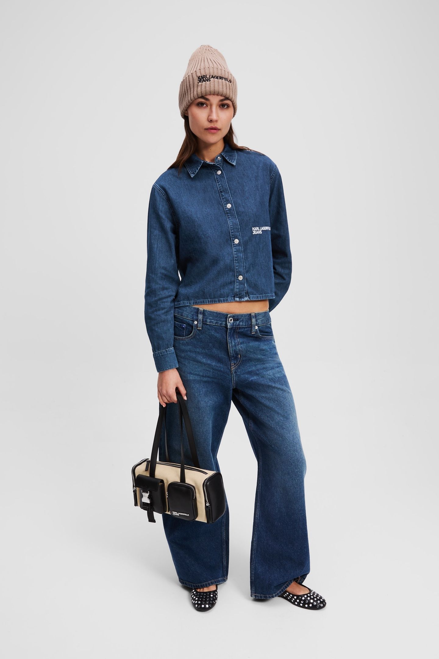 KLJ BOXY DENIM BLOUSE WASHED DARK BLUE 2