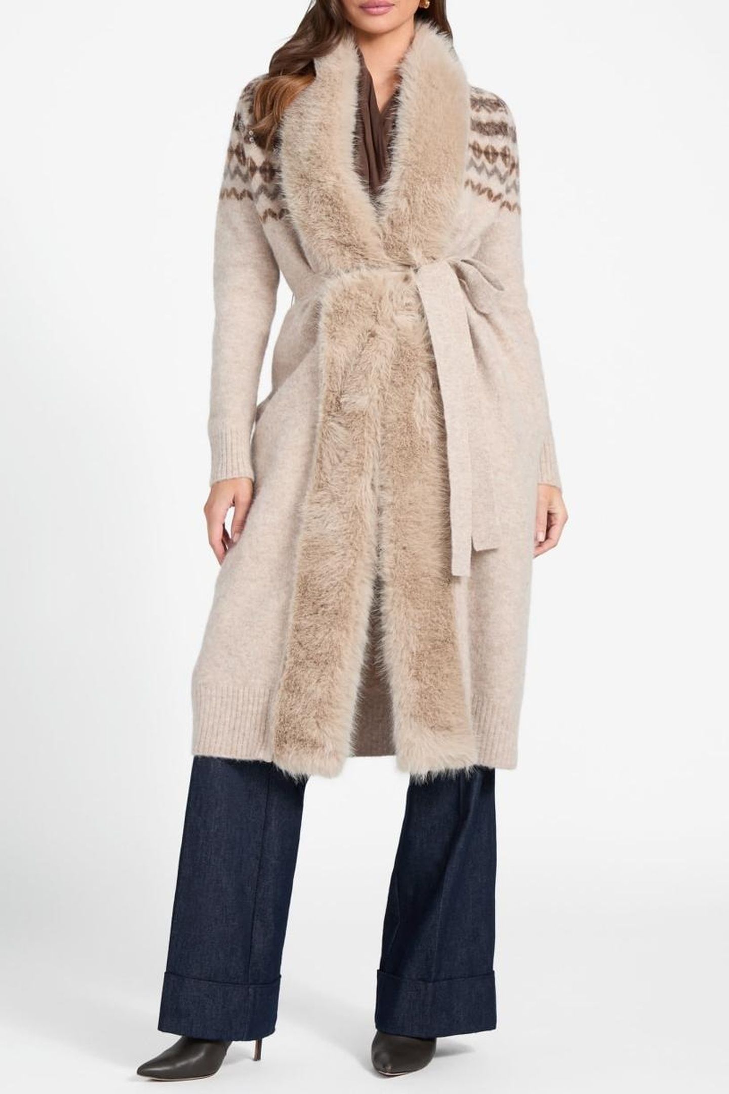 AKILAH LONG CARDI WI VELVET TAUPE HEATHER 4