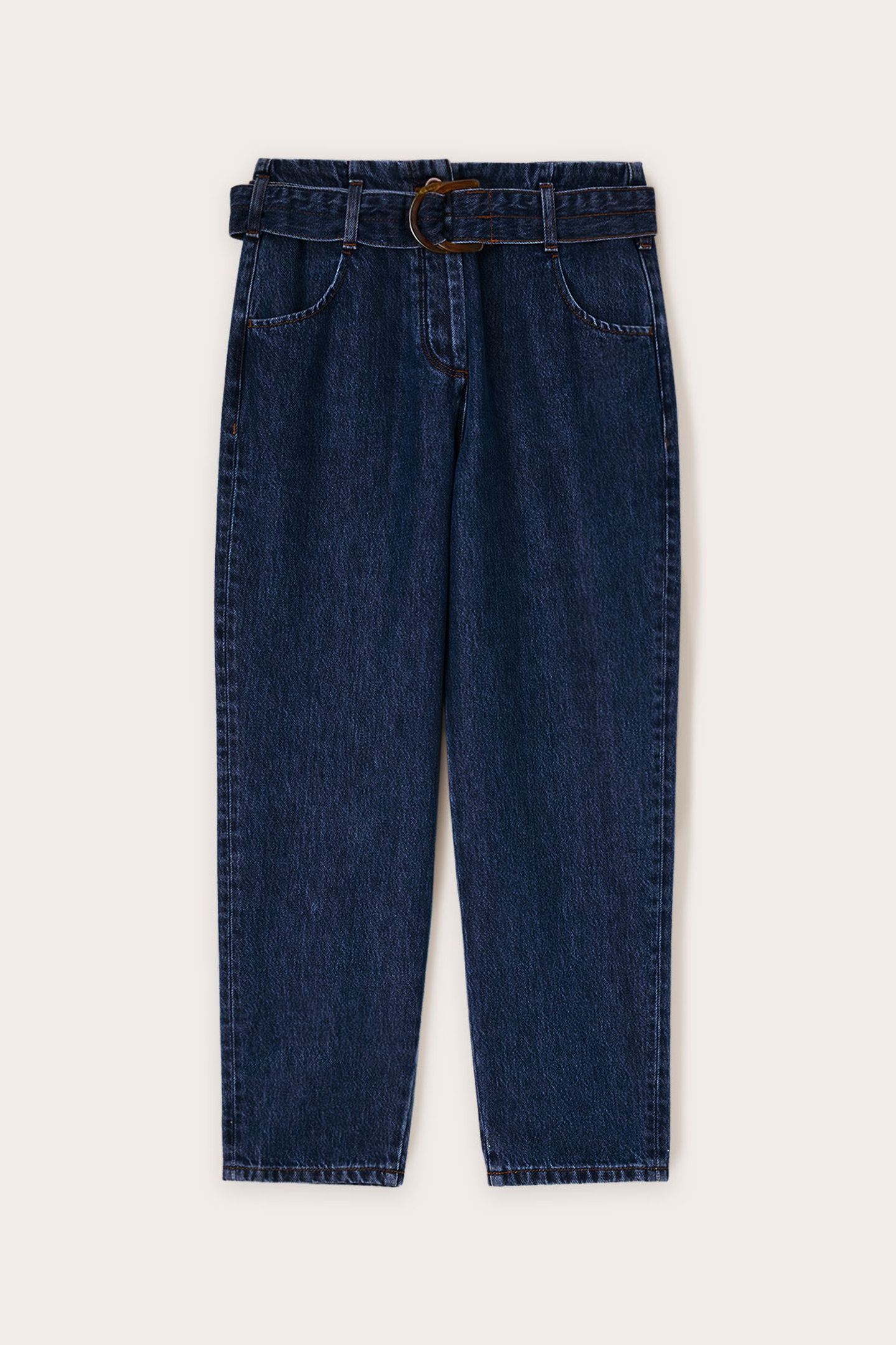BALLOON FIT JEANS WITH LYOCELL BLEND BELT BLUE 4