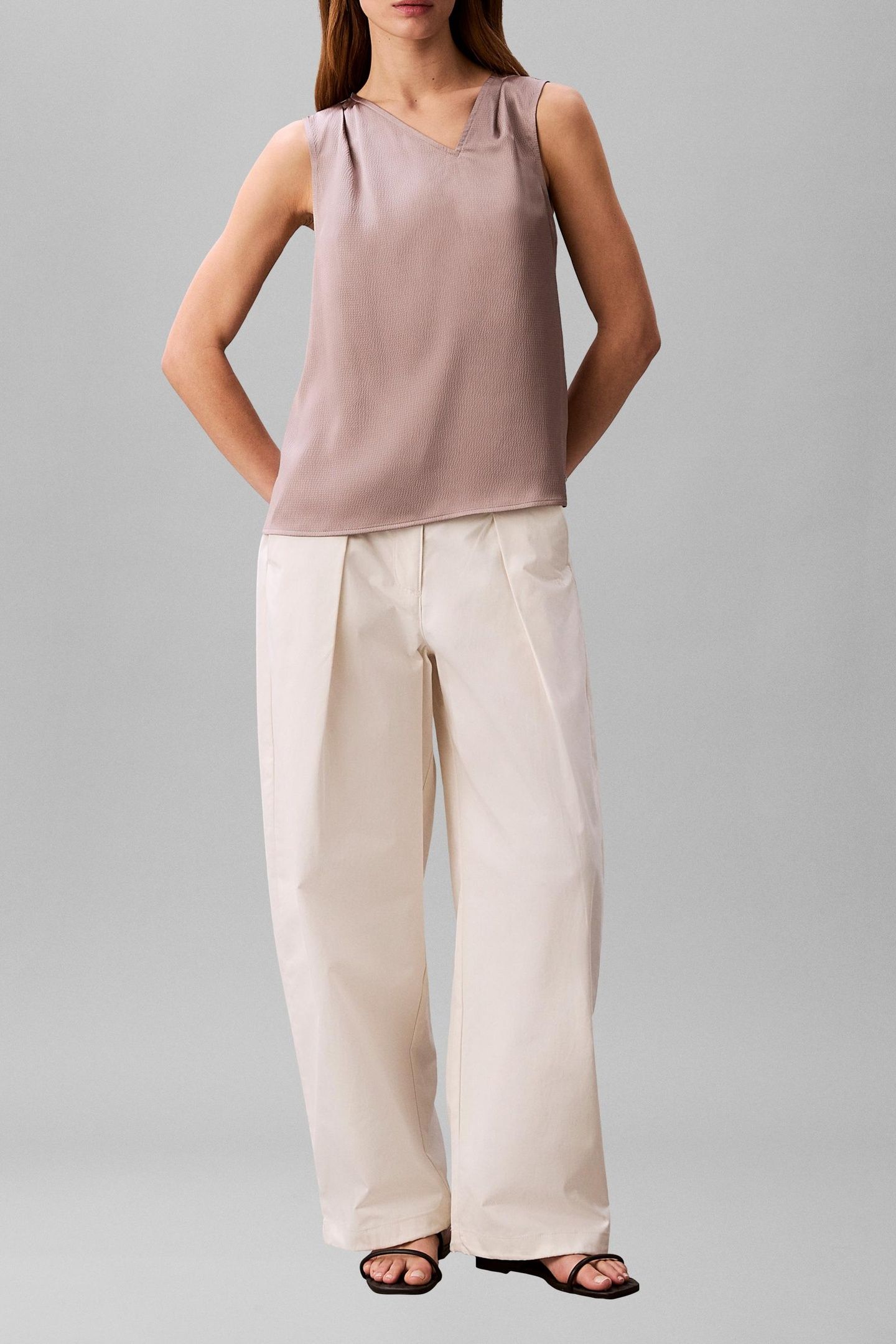HAMMERED SATIN DRAPE SHIRT DUSTED FOX 2