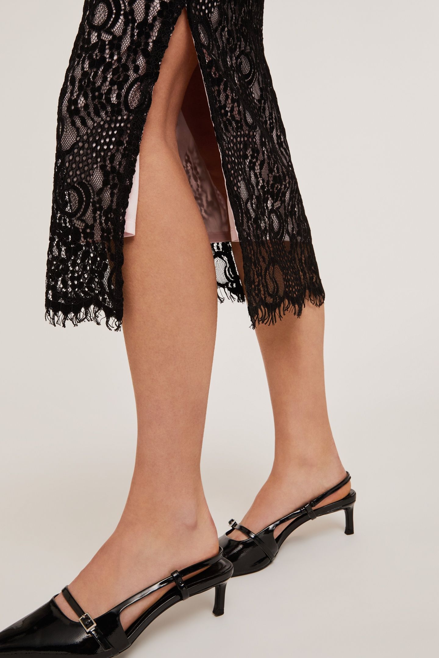 MIDI MACRAME LACE SKIRT BLACK 5