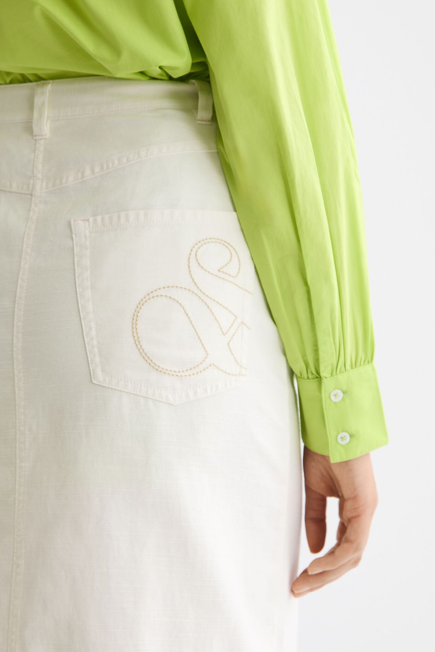 WORKWEAR MIDI SKIRT WITH FRONT SLIT EGGNOG 7