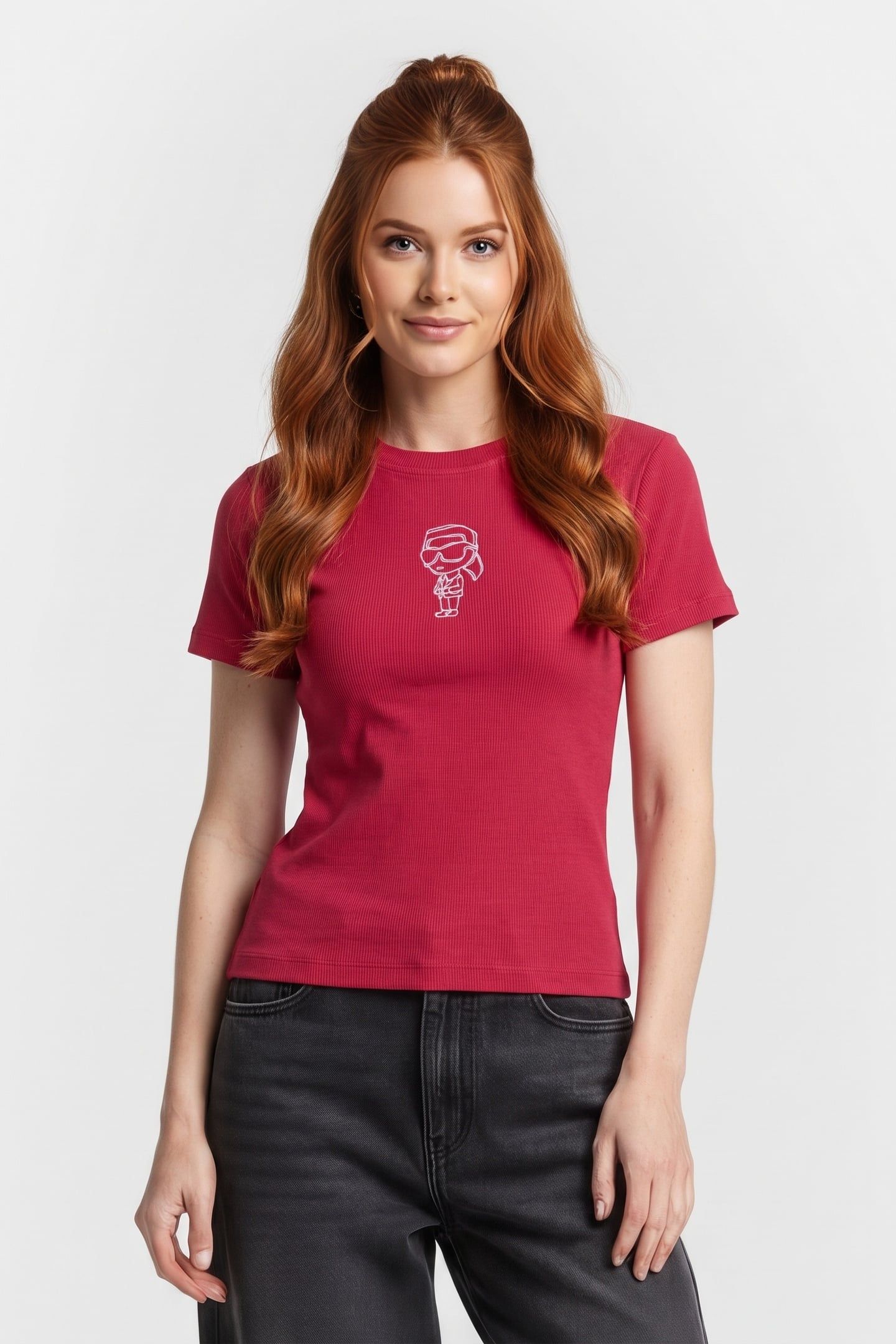 IKON SKETCH EMB RIB T-SHIRT PERSIAN RED 1