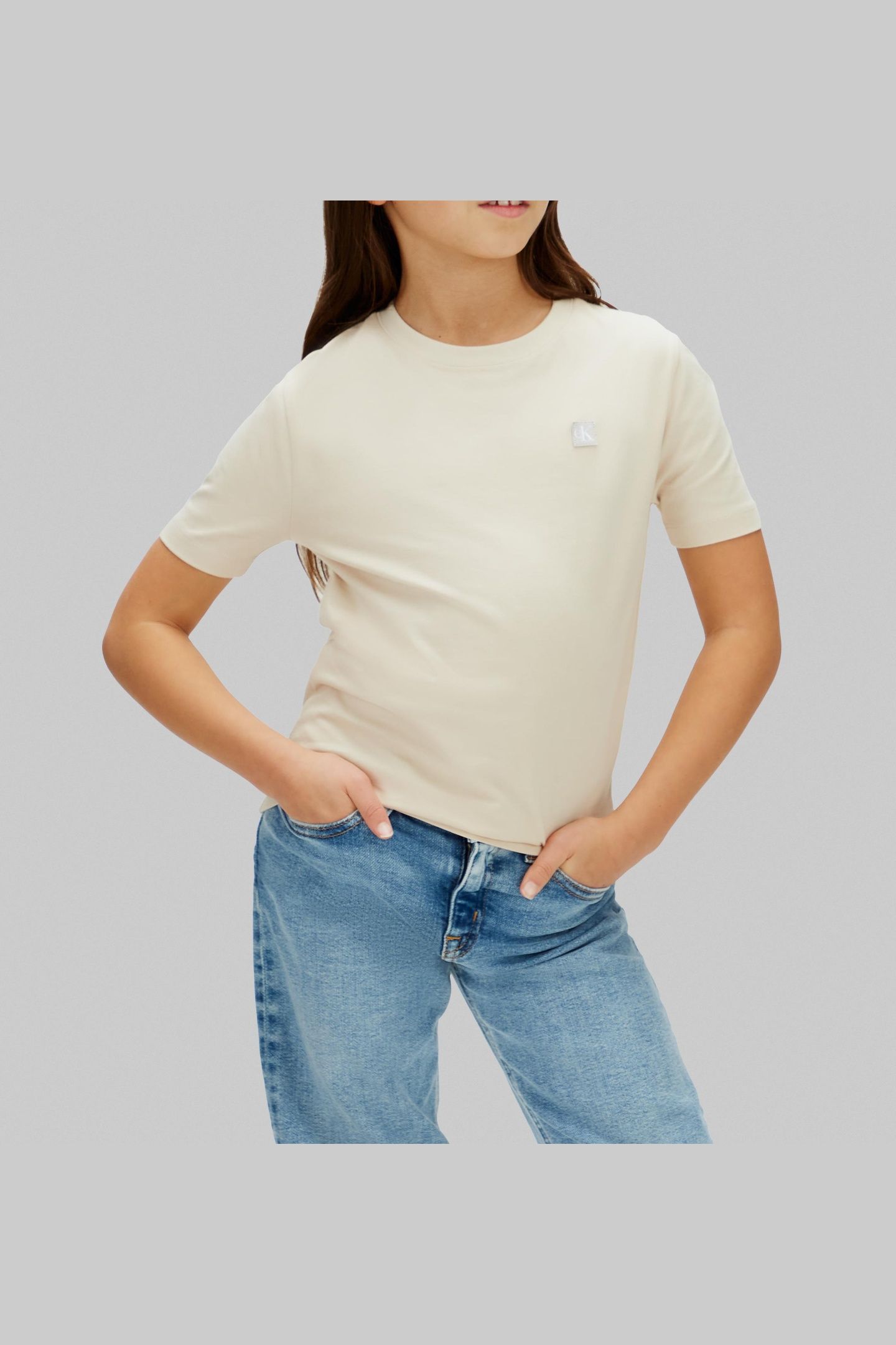 UNISEX MONO MINI BADGE REGULAR T-SHIRT OATMEAL 2