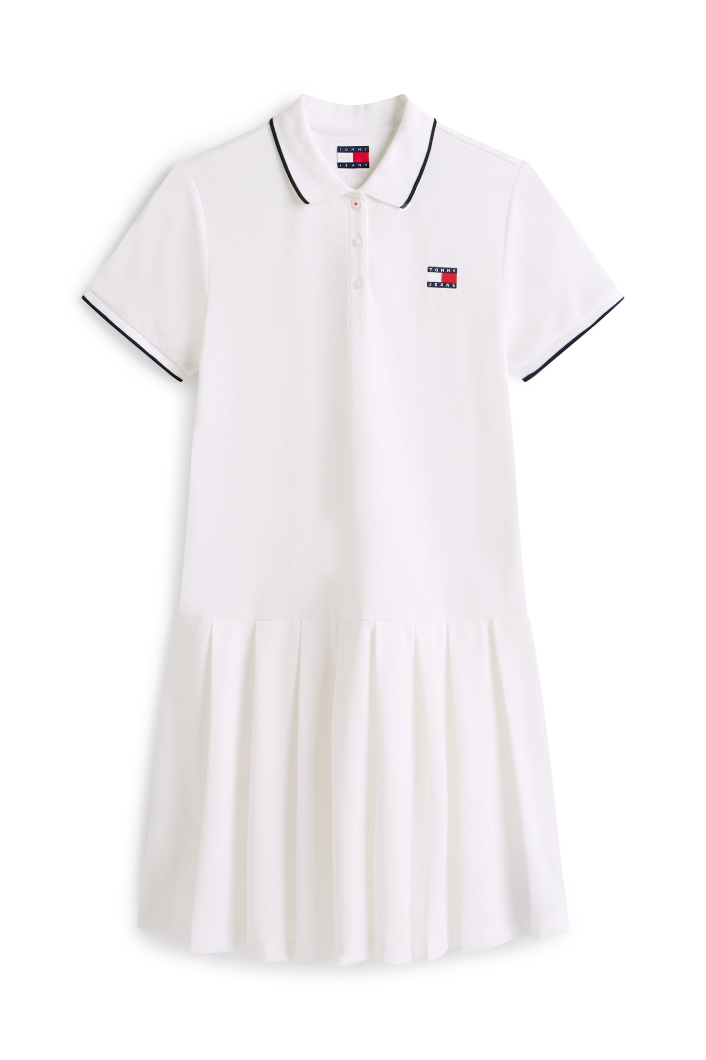 TJW BADGE PLEAT PIQUE DRESS ECRU 4