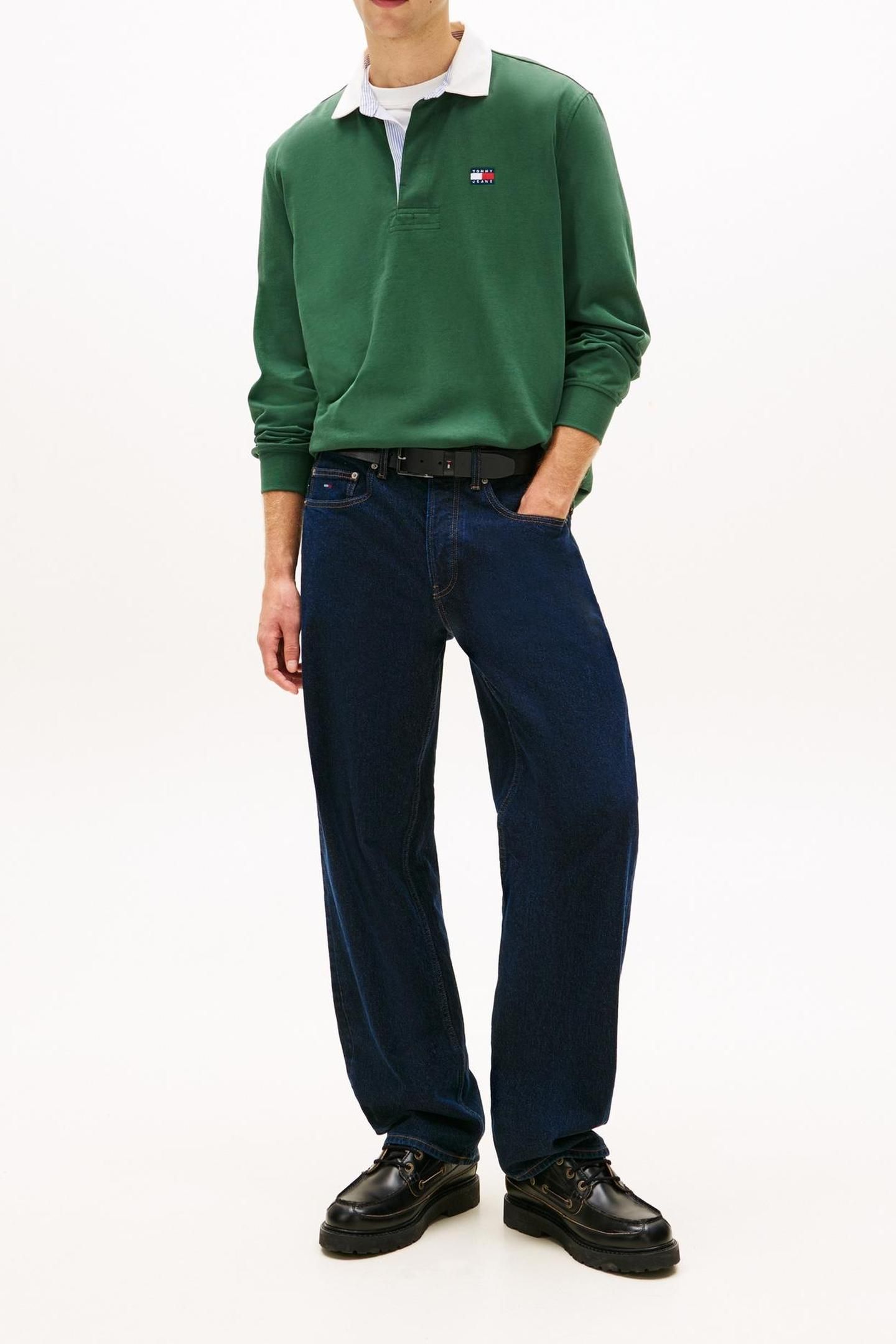 TJM RELAXED ESSENTIAL BADGE RUGBY POLO SHADOW PINE 2