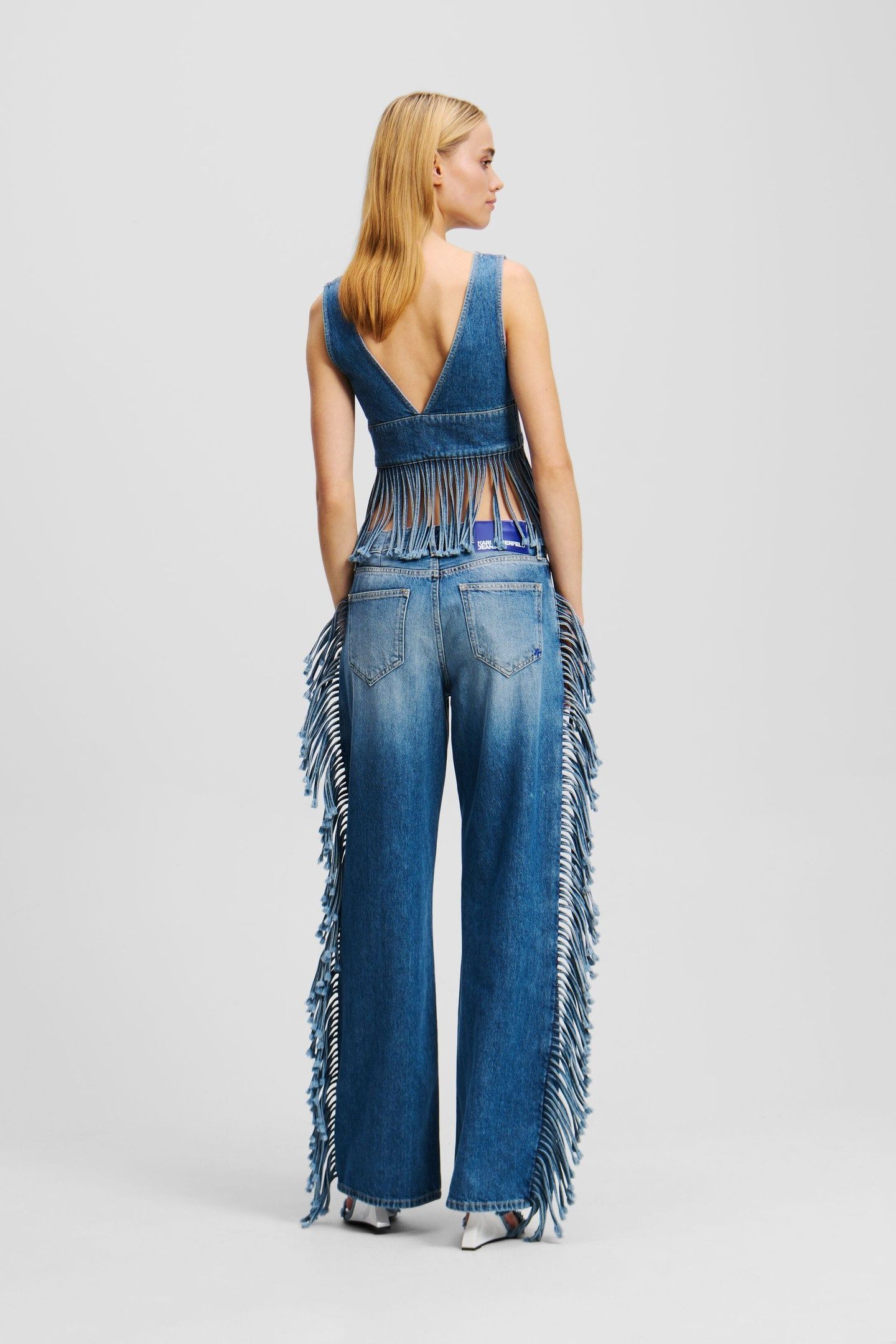 RELAXED FRINGE DENIM STONE WASHED MID BLUE 2