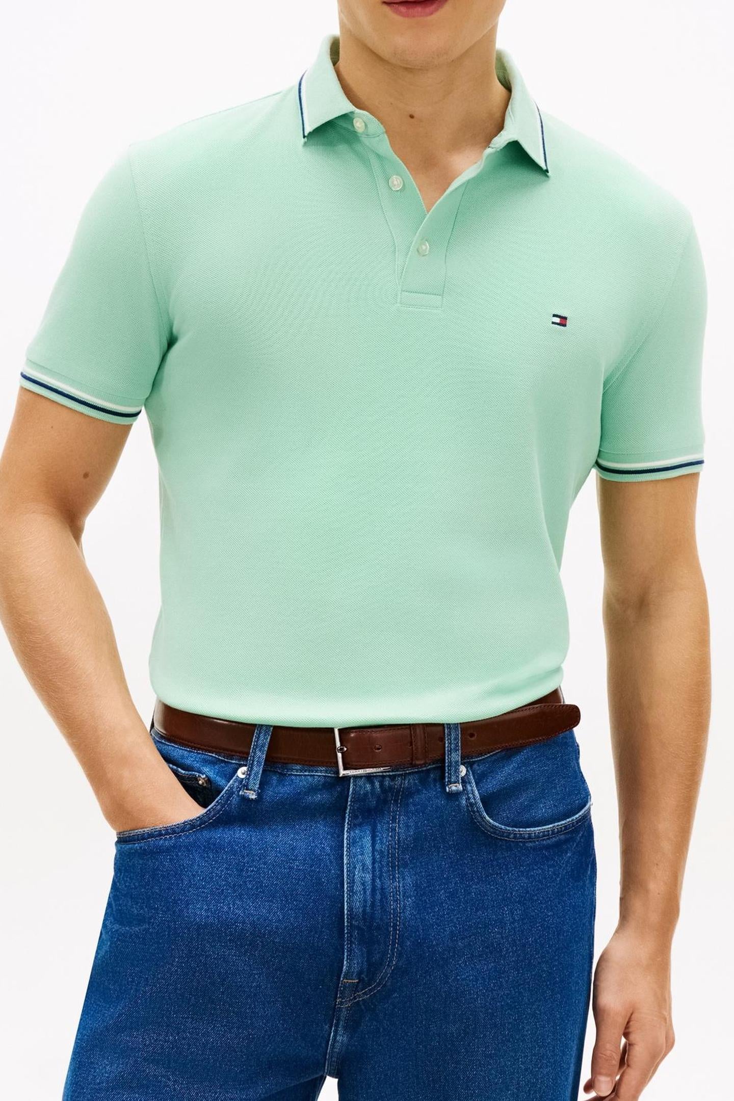 TIPPED SLIM FIT POLO CRUSHED MINT 2