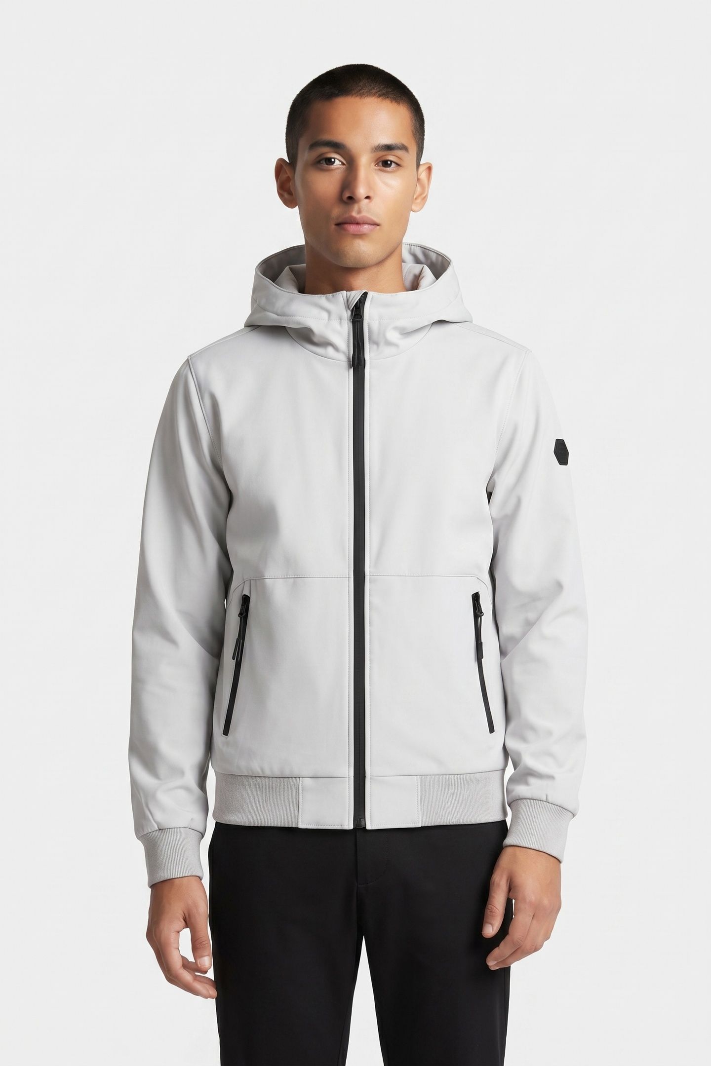 JACKET SHORT FIT HOODED CHALK 1