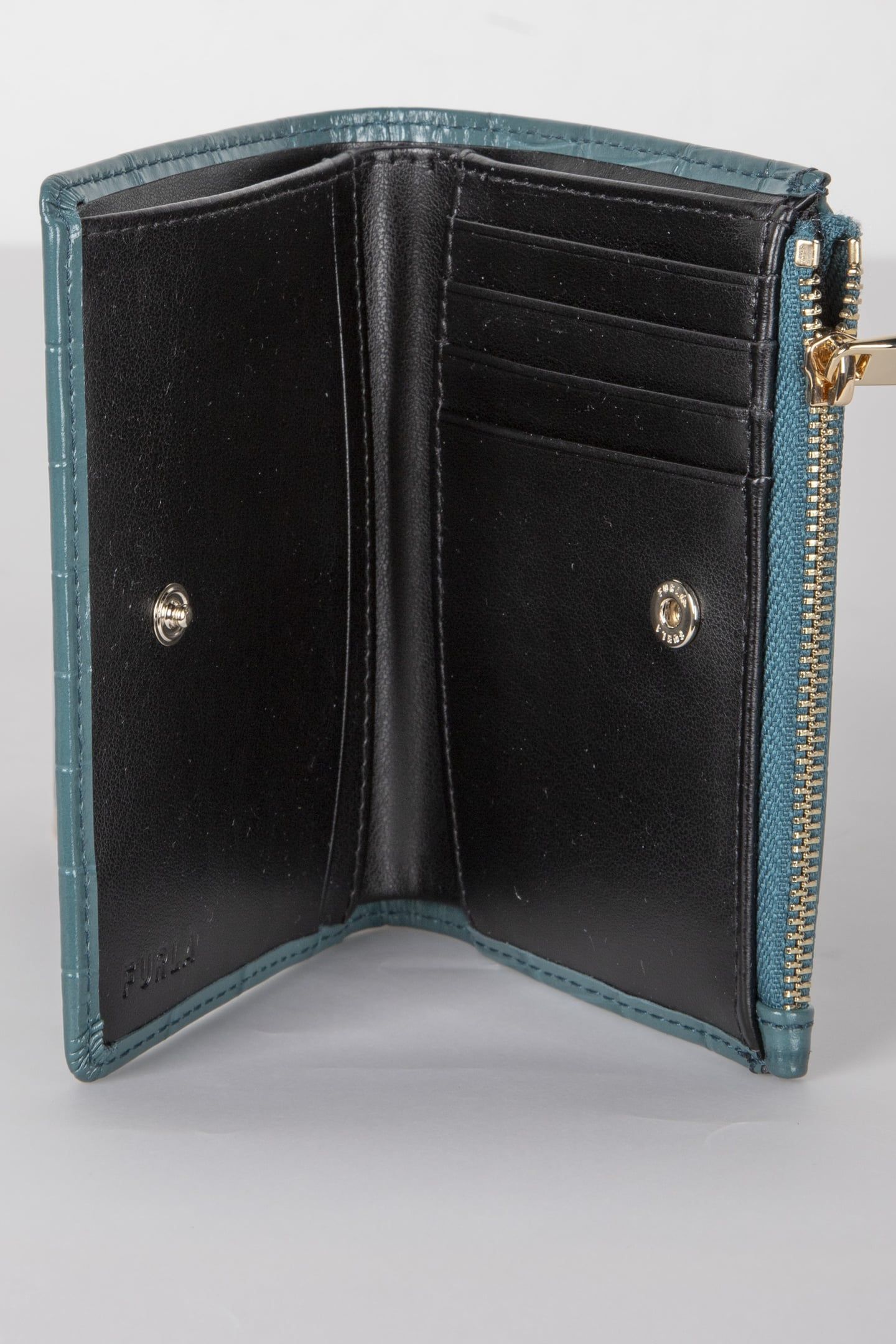 CLASSIC SMALL BI-FOLD W/ ZIP TEAL+NERO 3
